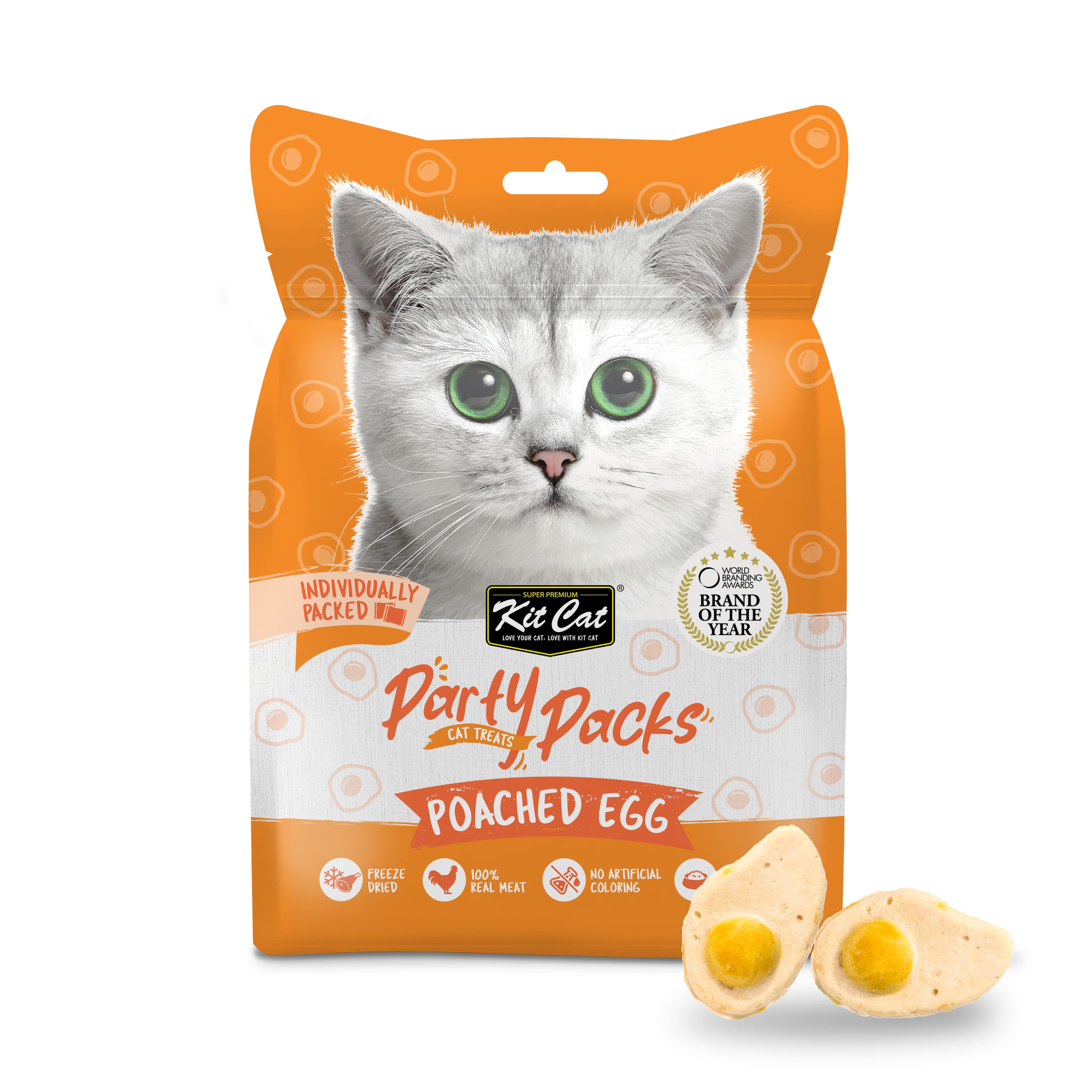 Kit Cat Party Packs Freeze Dried Treats for Cats - Poached Egg (30g)