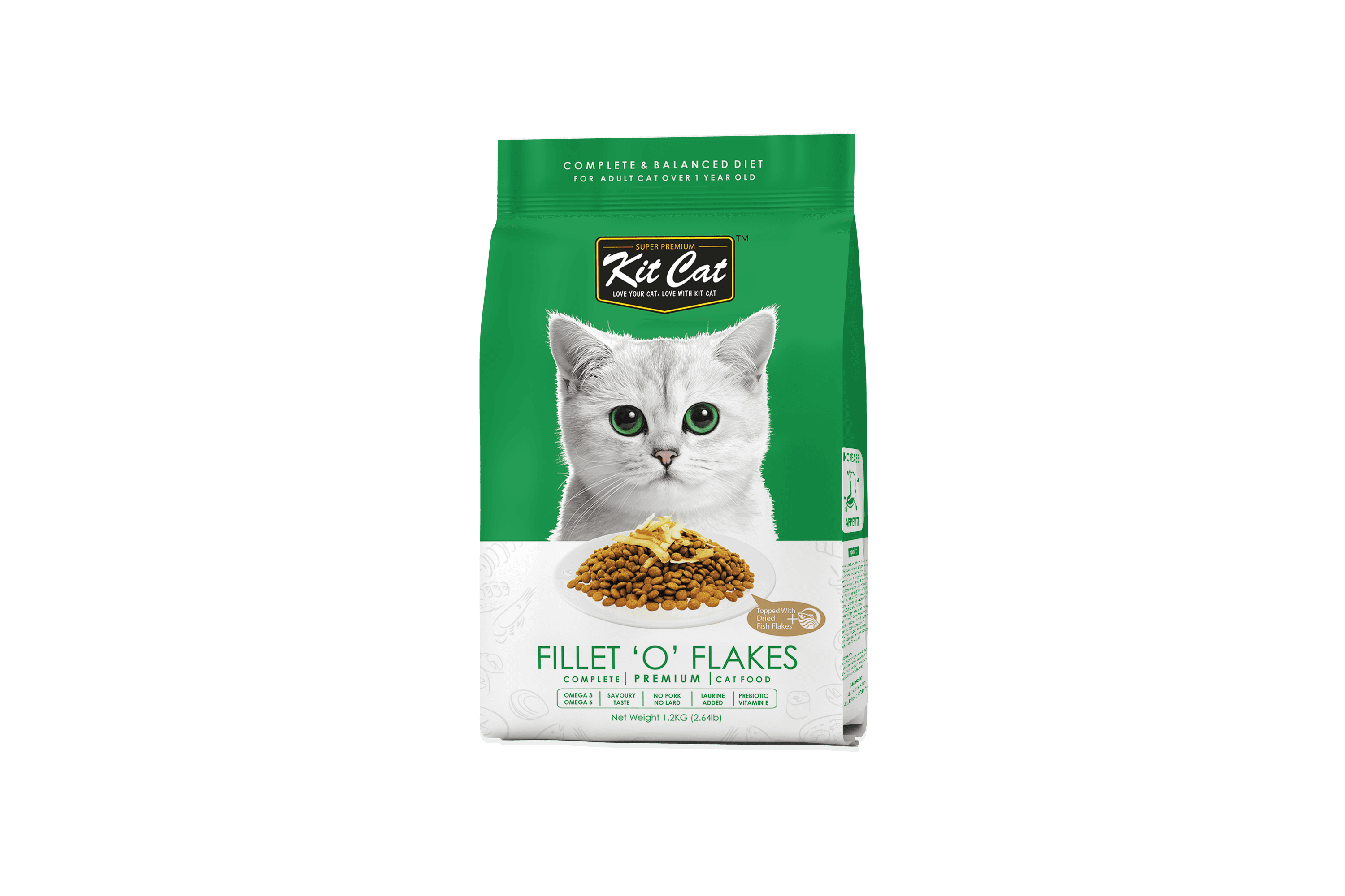 Kit Cat Premium Cat Food Fillet 'O' Flakes 1.2kg