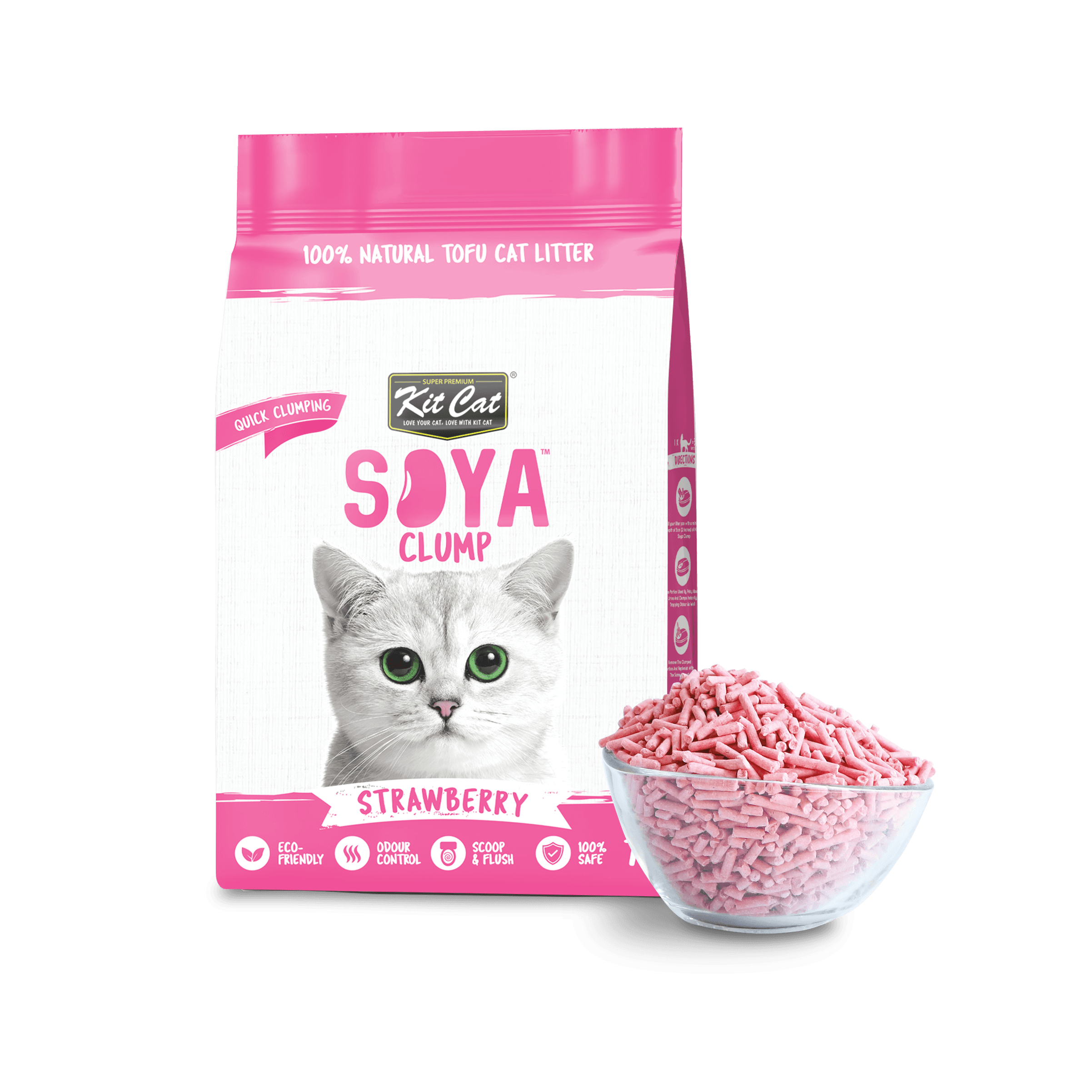 Kit Cat SoyaClump Soybean Litter 7L (Strawberry) (Carton)