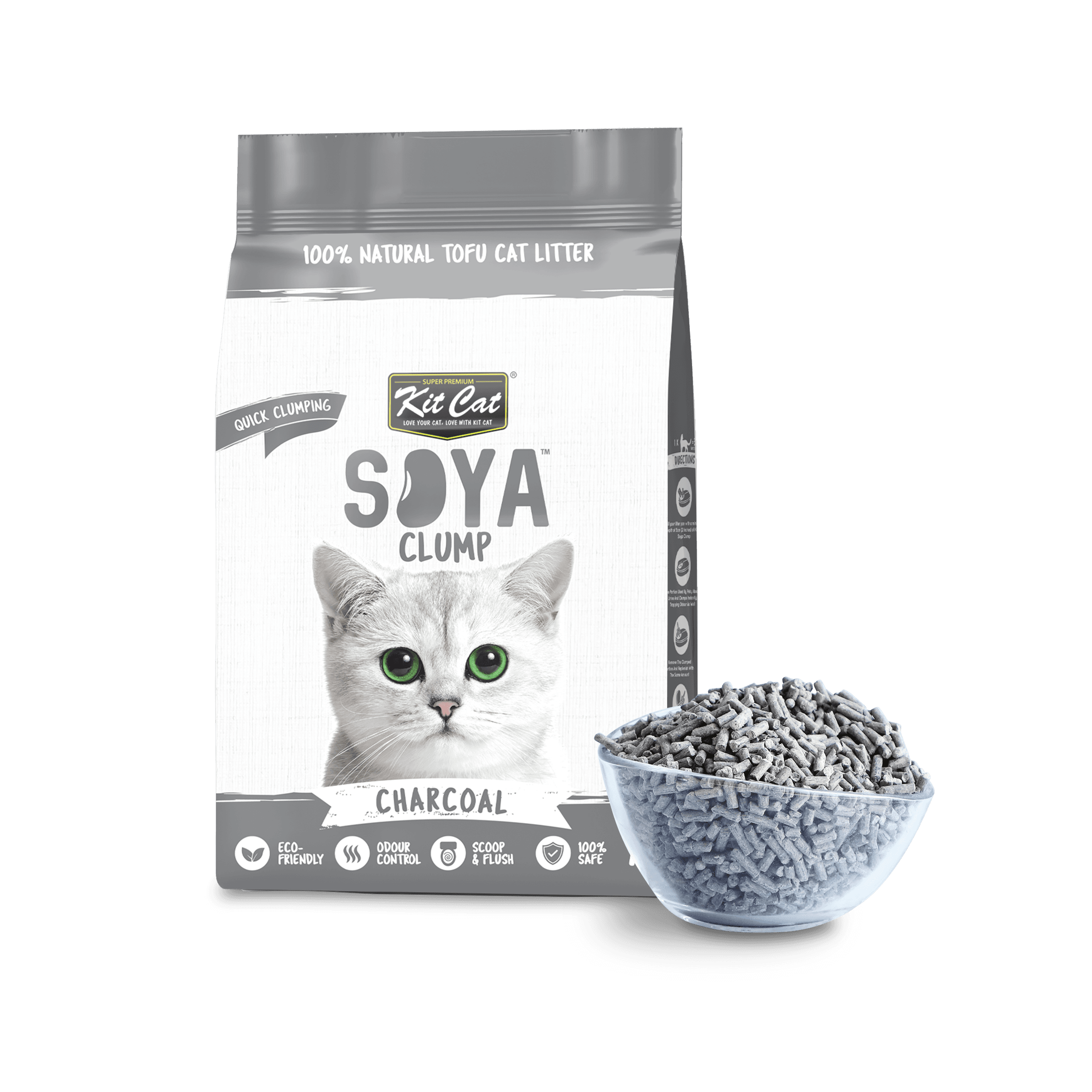 Kit Cat SoyaClump Soybean Litter 7L (Charcoal) (Carton)