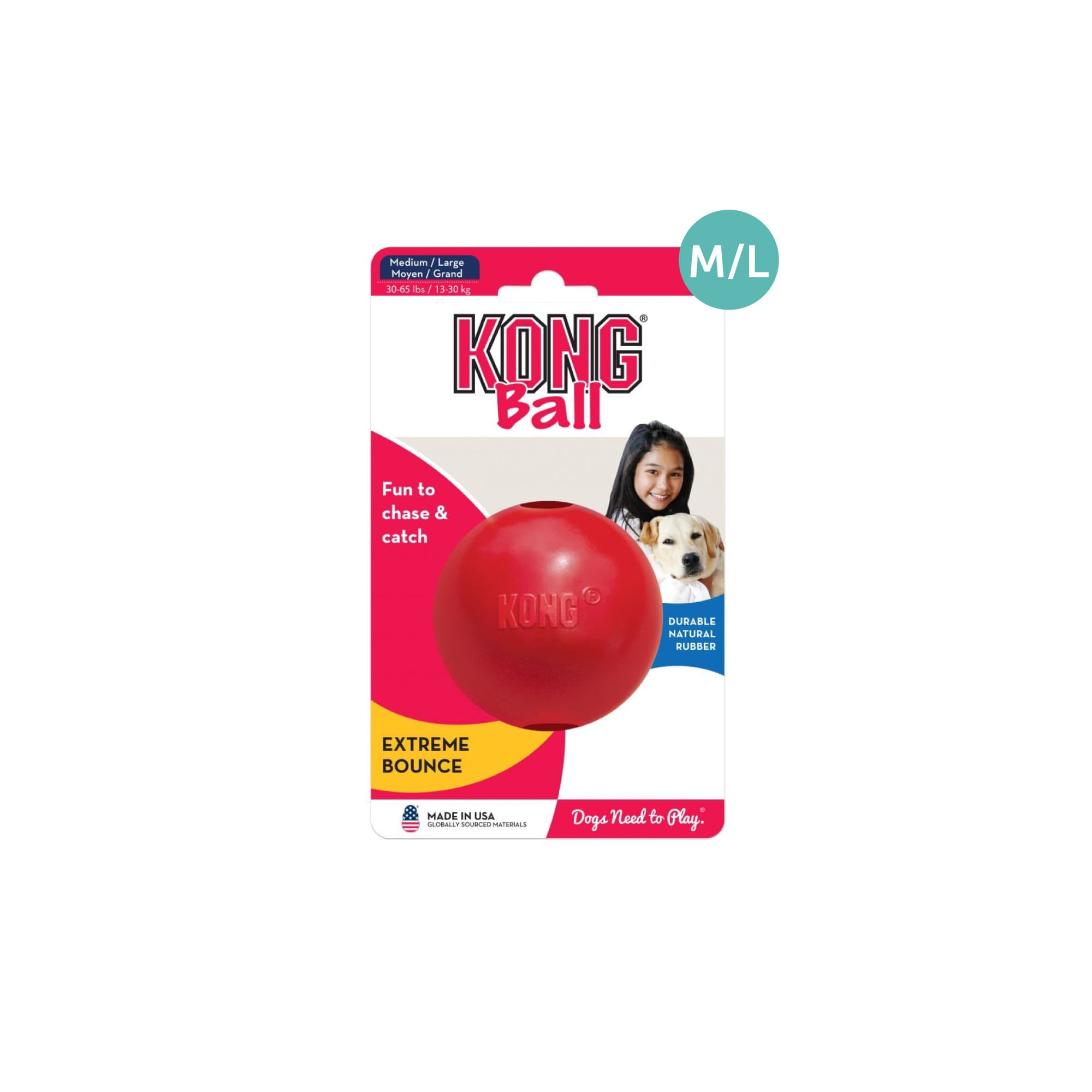 KONG Classic Ball w/Hole (Medium/Large), 1pcs