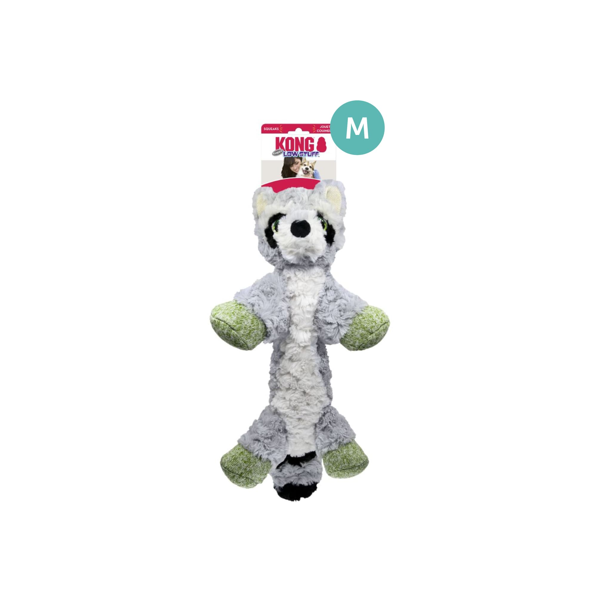 KONG Low Stuff Flopzie Raccoon (Medium), 1pcs