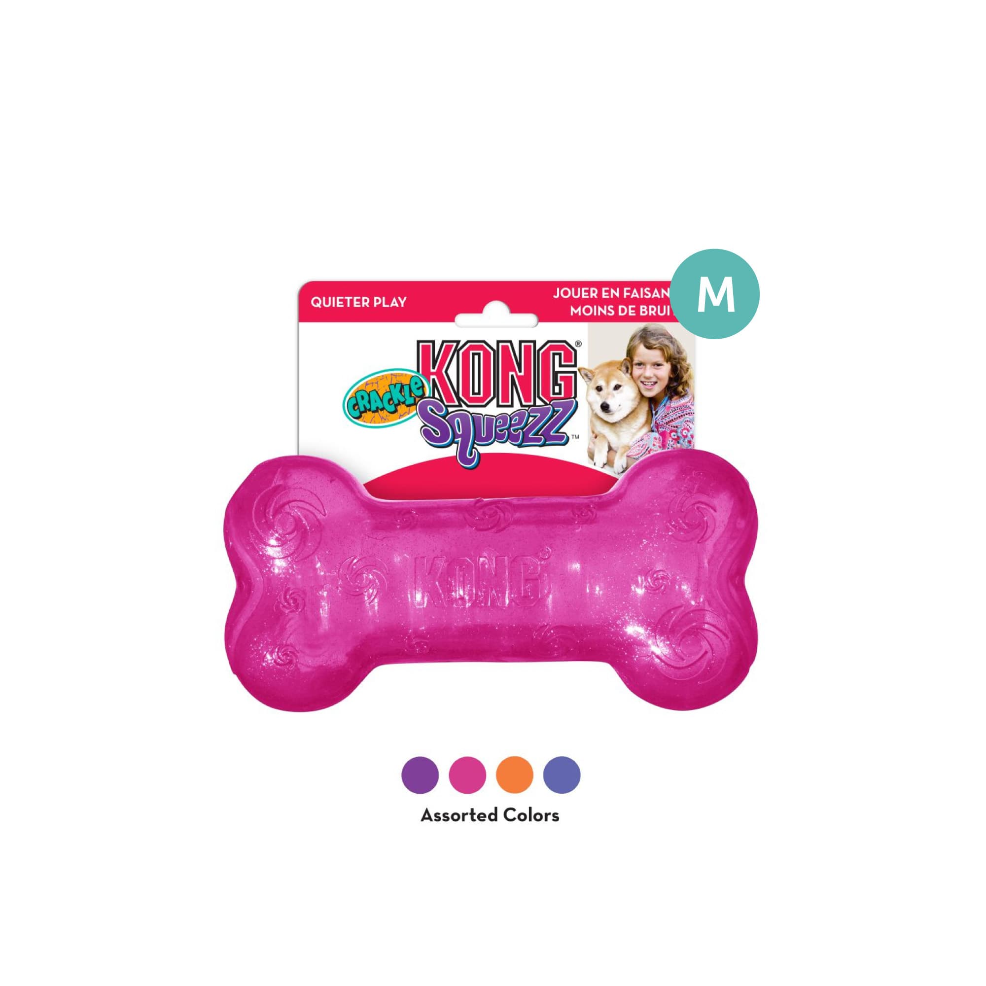 KONG Squeezz Crackle Bone Assorted (Medium), 1pcs