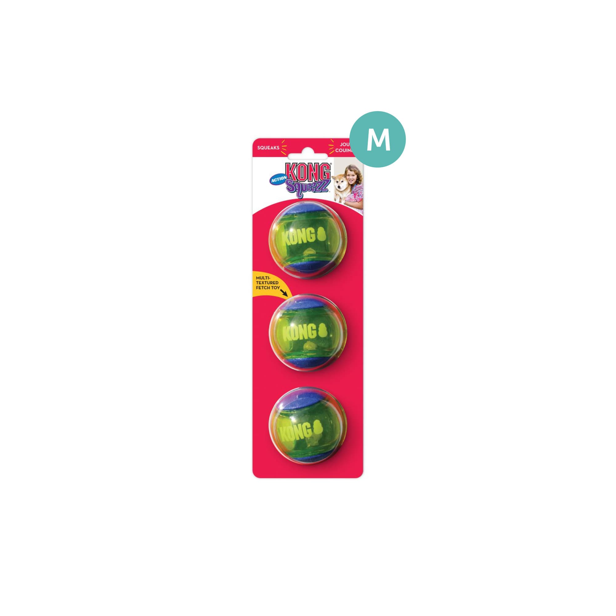 KONG Squeezz Action Ball Blue (Medium), 3pcs