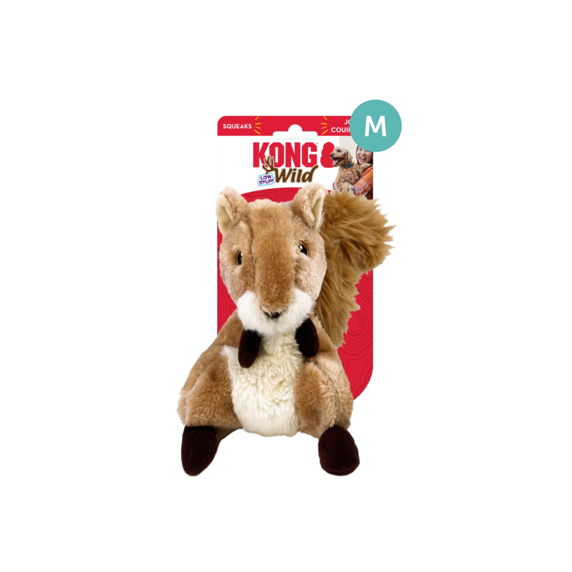 KONG Wild Low Stuff Squirrel (Medium), 1pcs