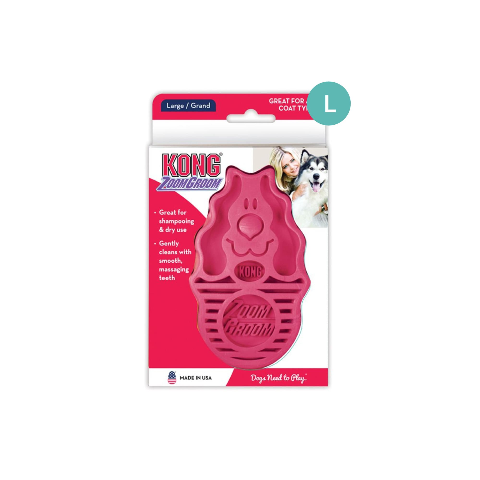 KONG ZoomGroom Raspberry (Large), 1pcs