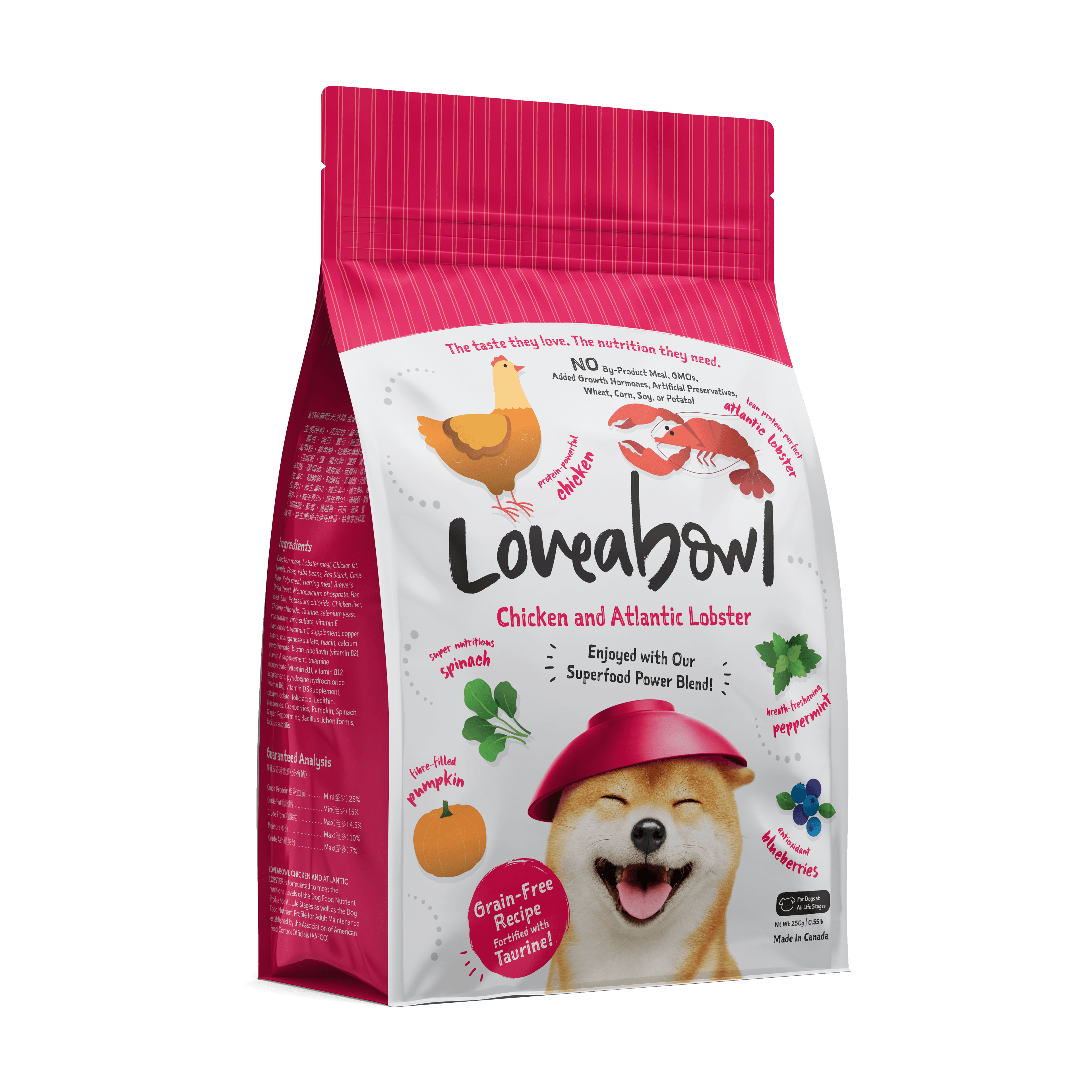 Loveabowl Grain Free Dry Dog Food (Chicken & Lobster), 250g