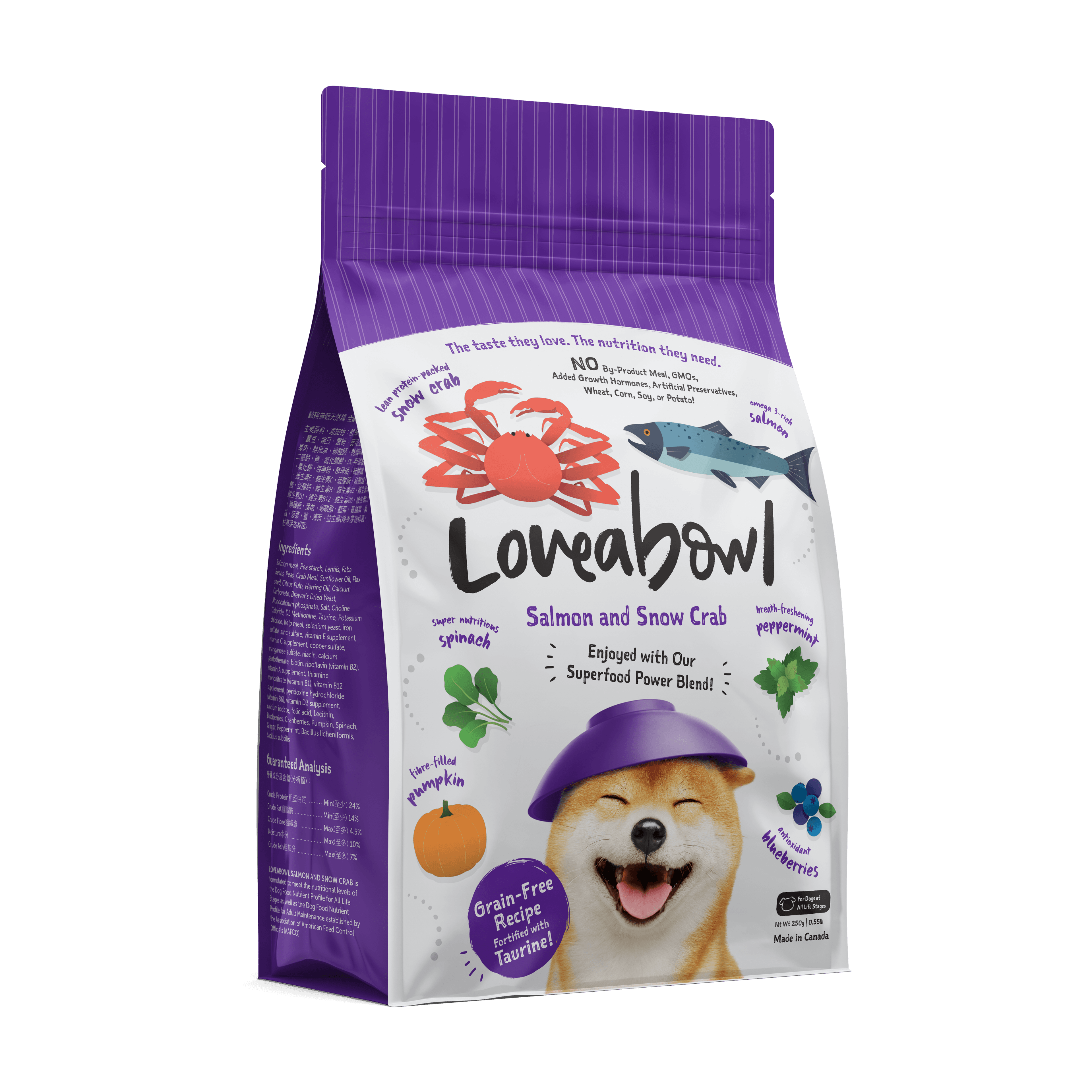 Loveabowl Grain Free Dry Dog Food (Salmon & Snow Crab), 250g