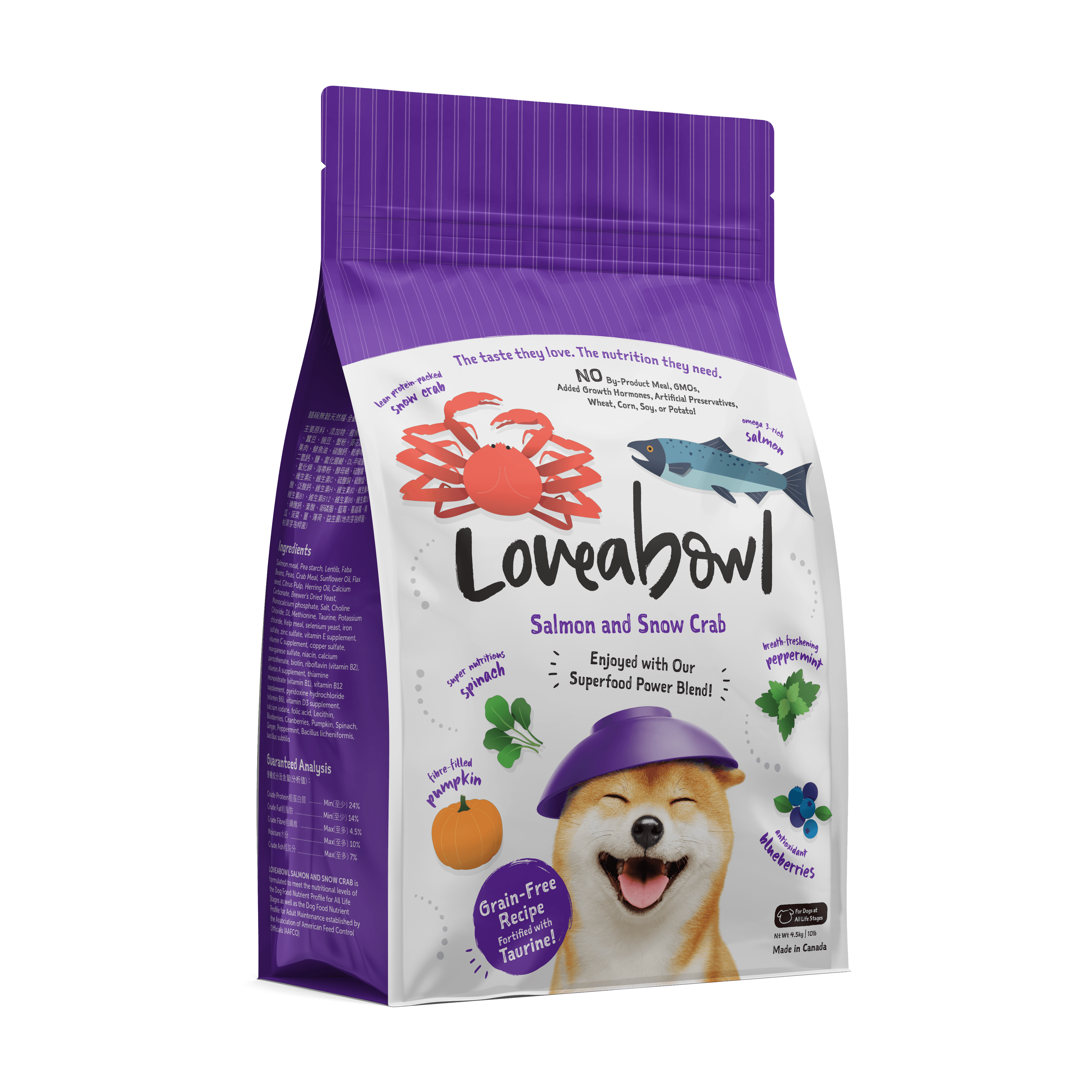 Loveabowl Grain Free Dry Dog Food (Salmon & Snow Crab), 4.5kg