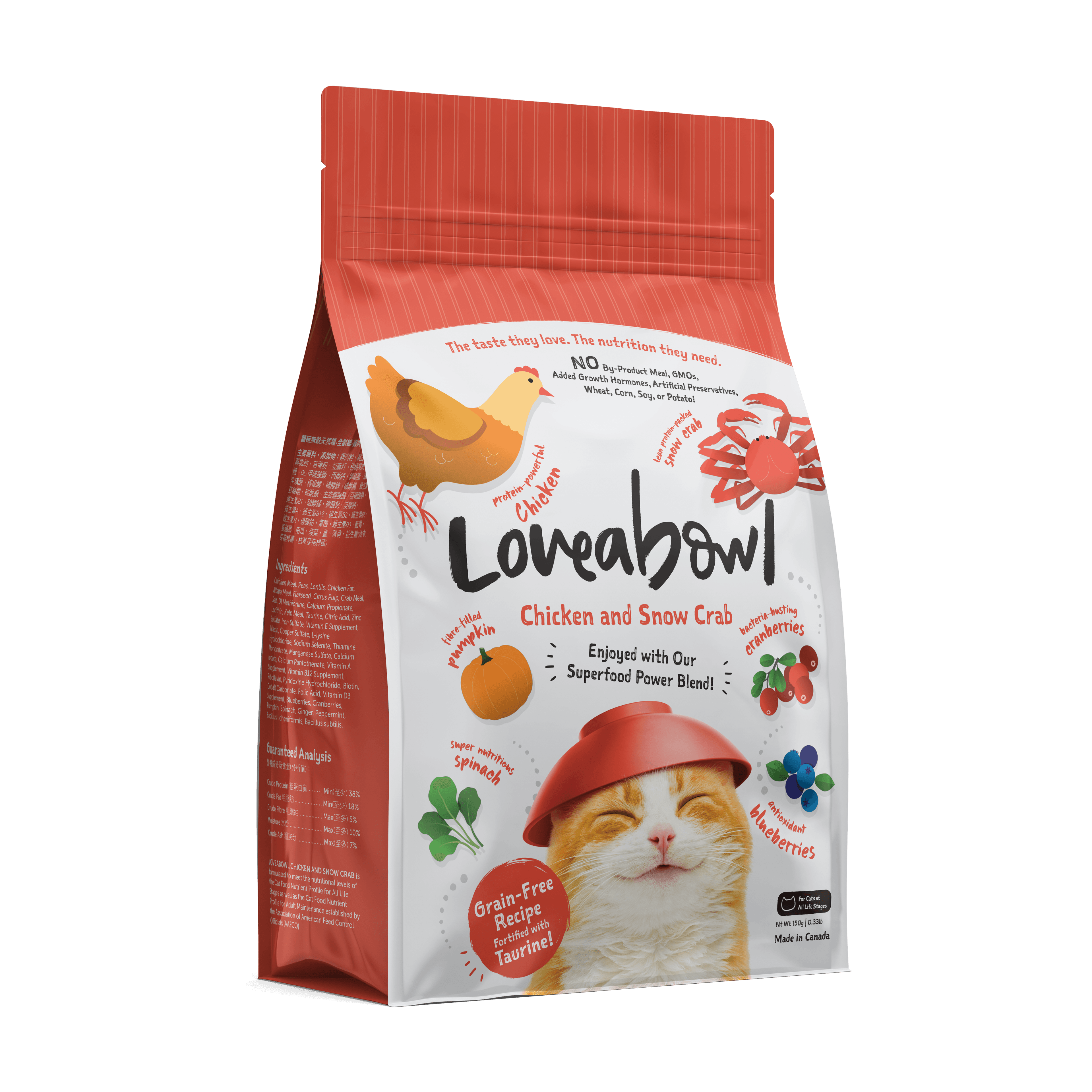 Loveabowl Grain Free Dry Cat Food (Chicken & Snow Crab), 150g