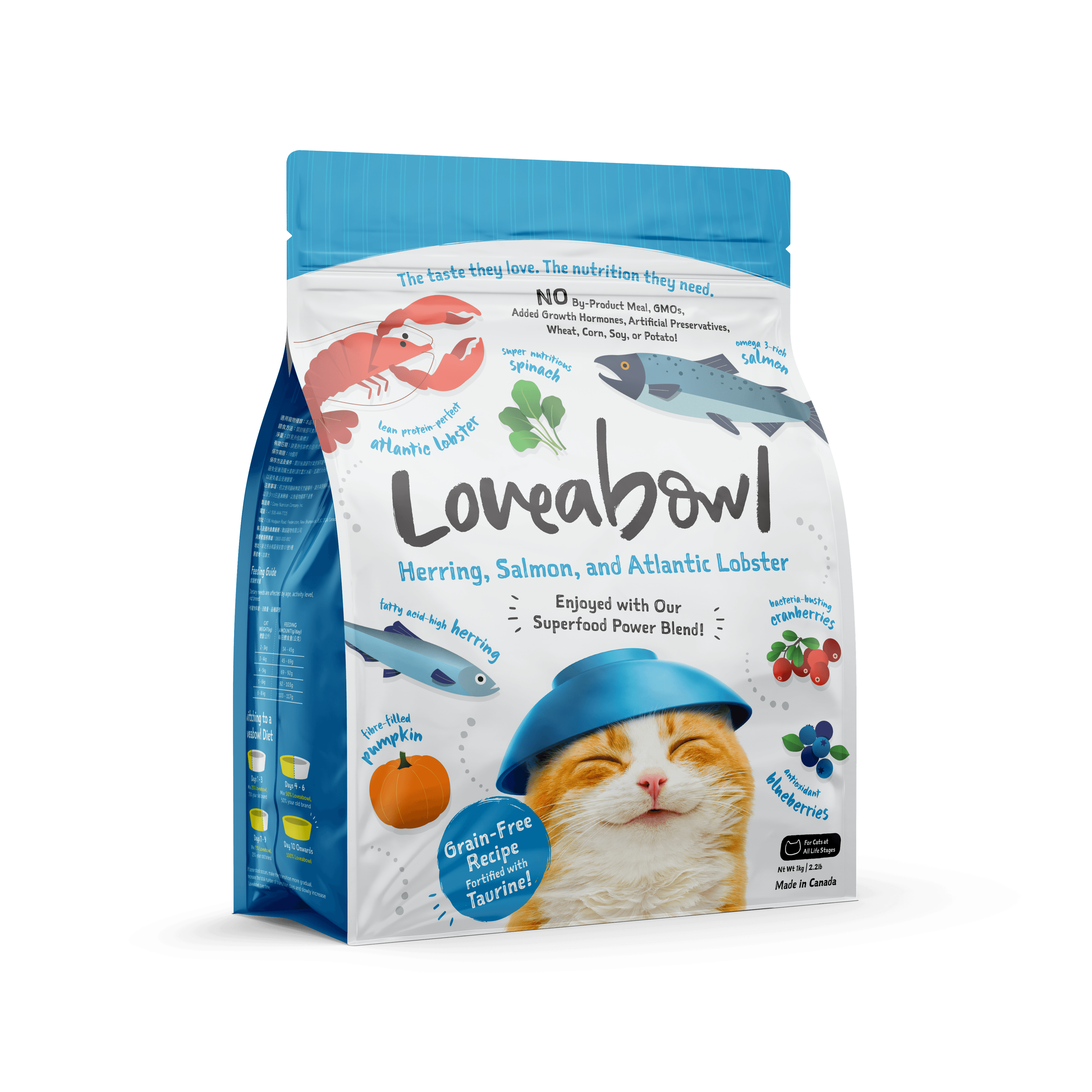 Loveabowl Grain Free Dry Cat Food (Herring, Salmon & Lobster), 1kg