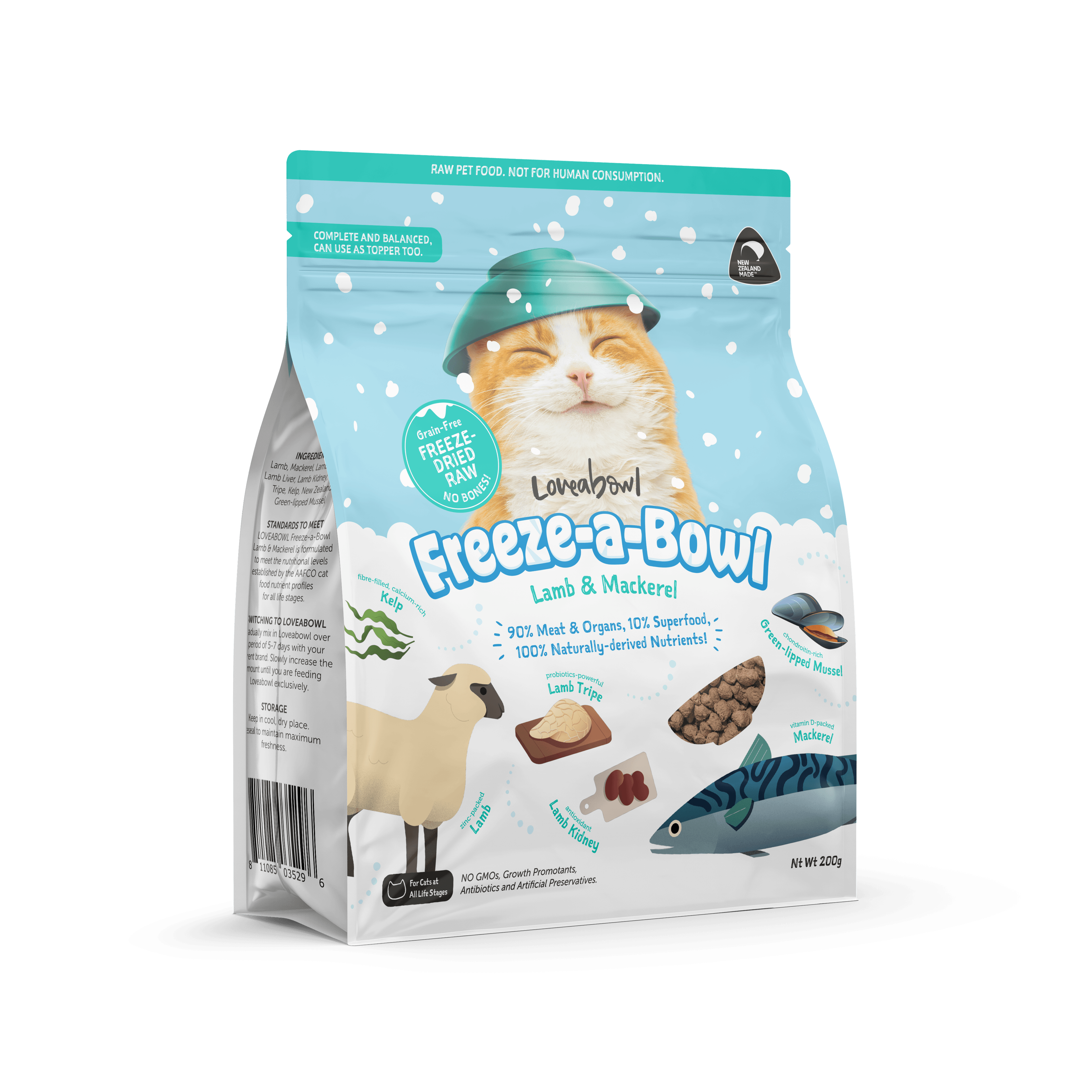Loveabowl Freeze-a-Bowl Freeze Dried Cat Food (Lamb & Mackerel), 200g