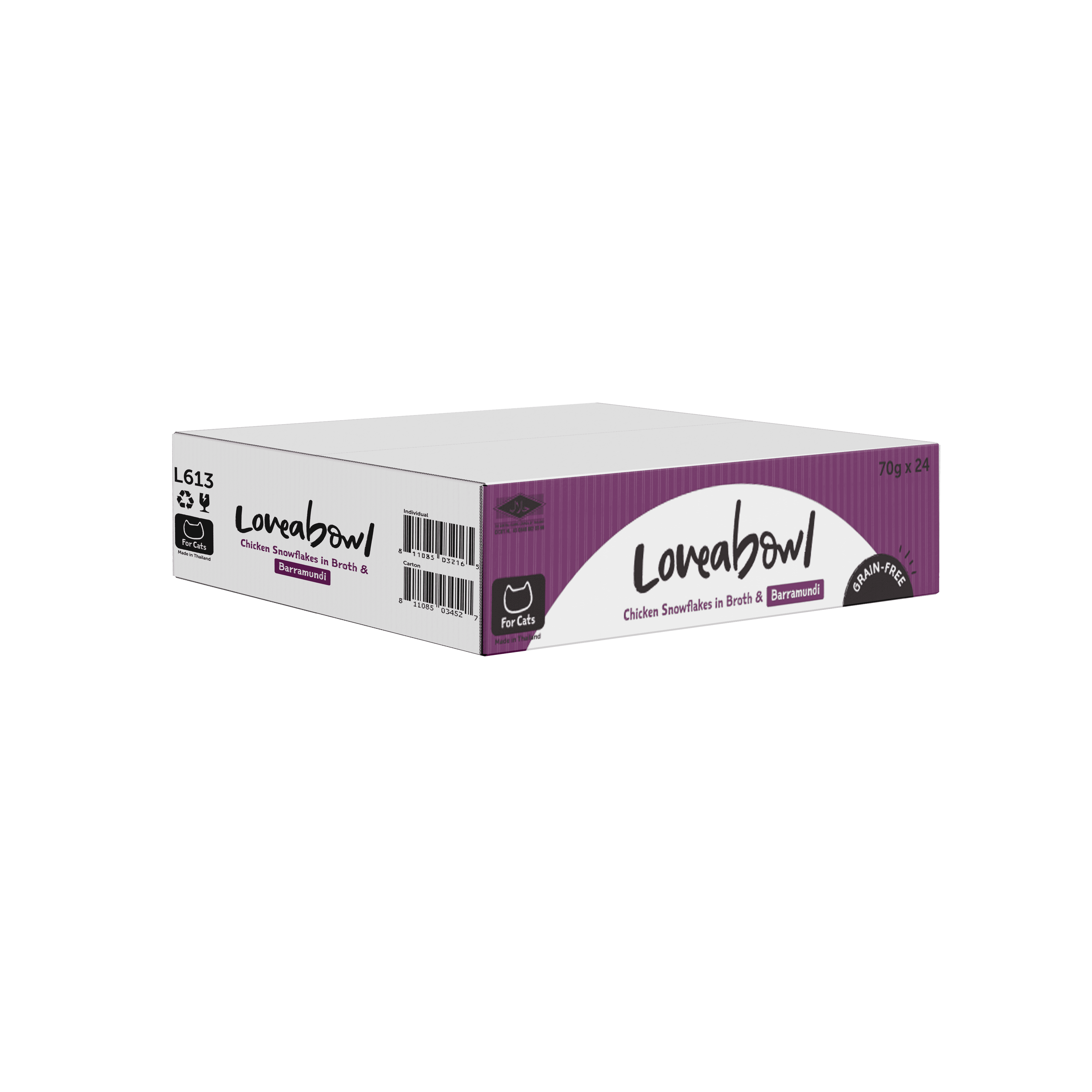 Loveabowl Broth Wet Cat Food (Chicken & Barramundi), 70g x 24