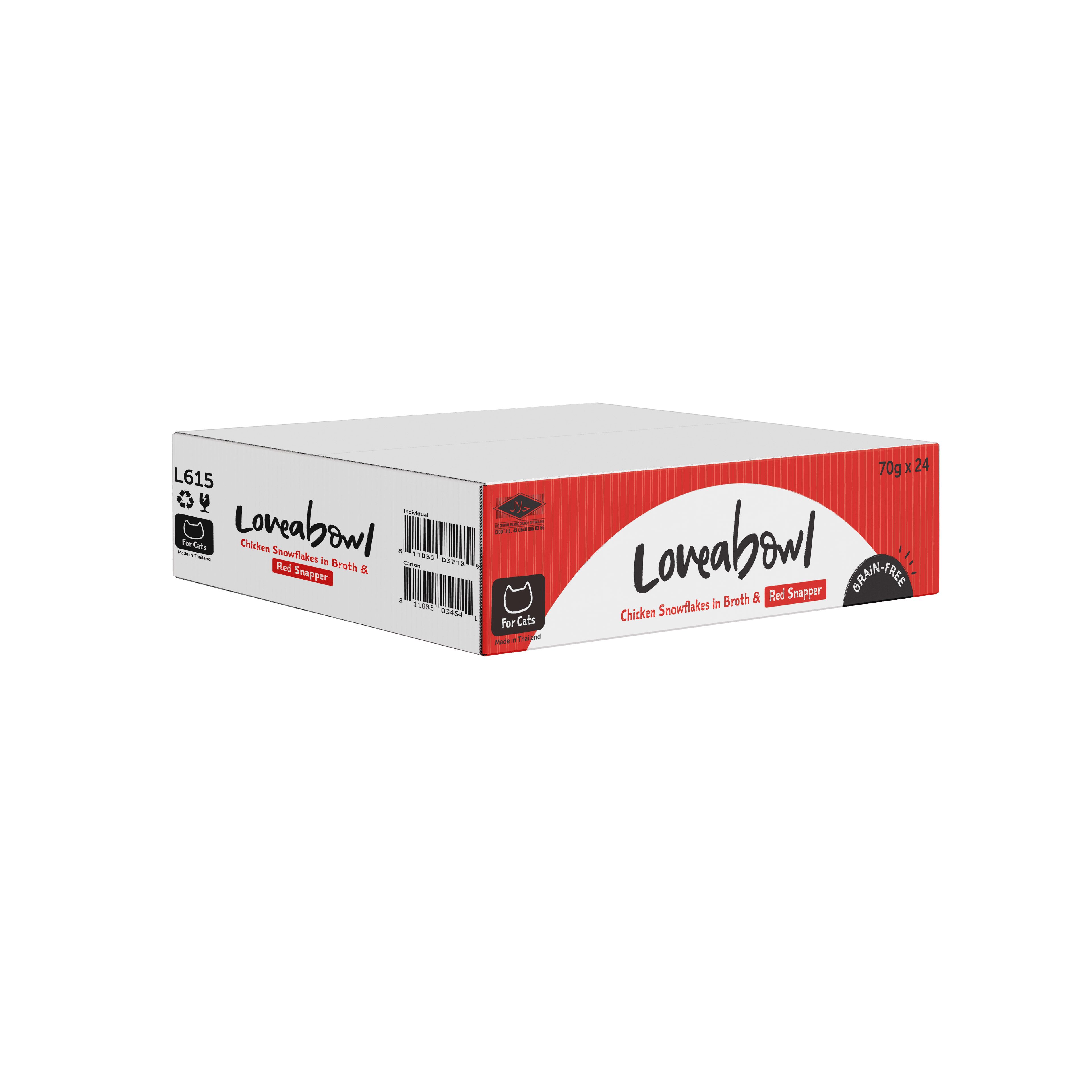 Loveabowl Broth Wet Cat Food (Chicken & Red Snapper), 70g x 24