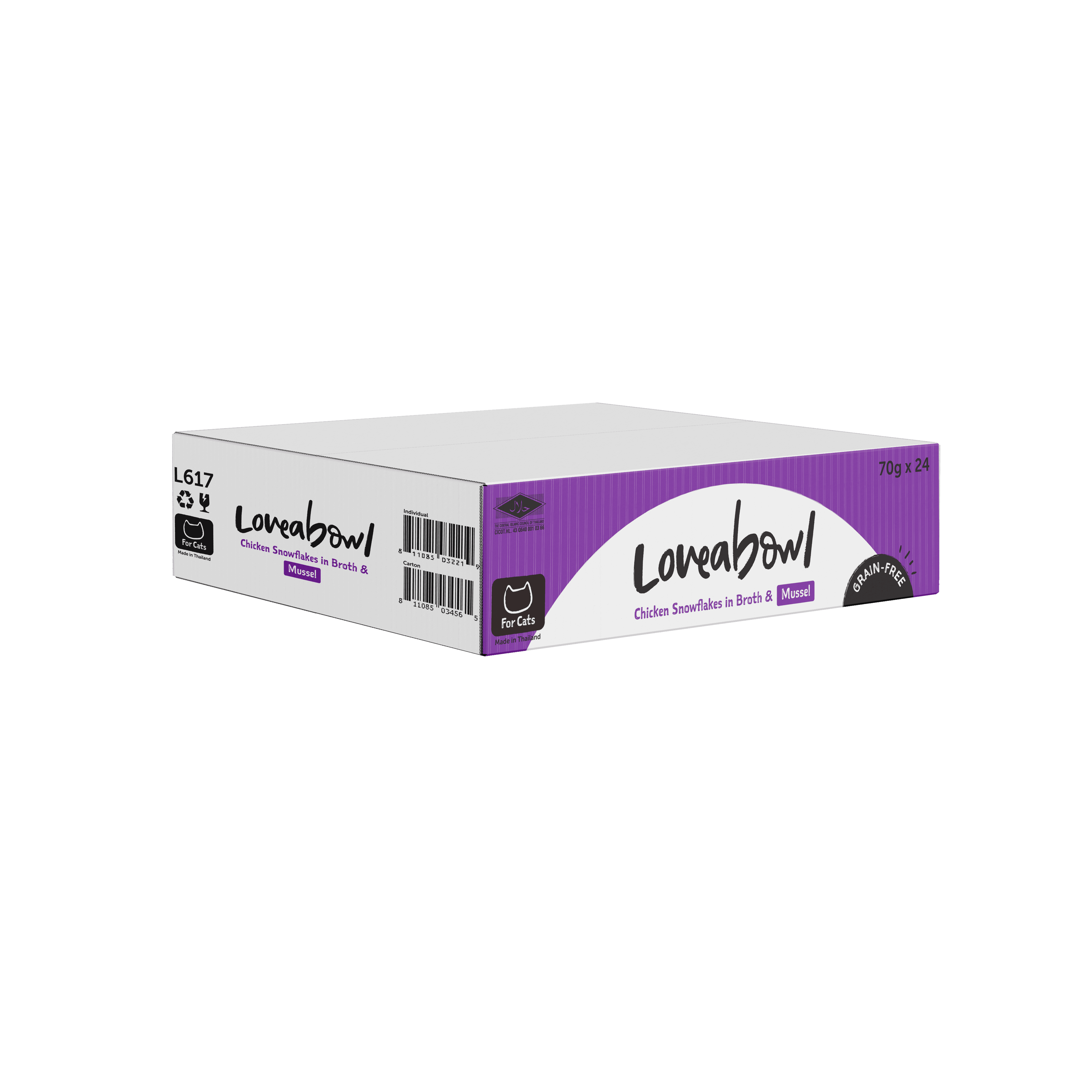 Loveabowl Broth Wet Cat Food (Chicken & Mussel), 70g x 24