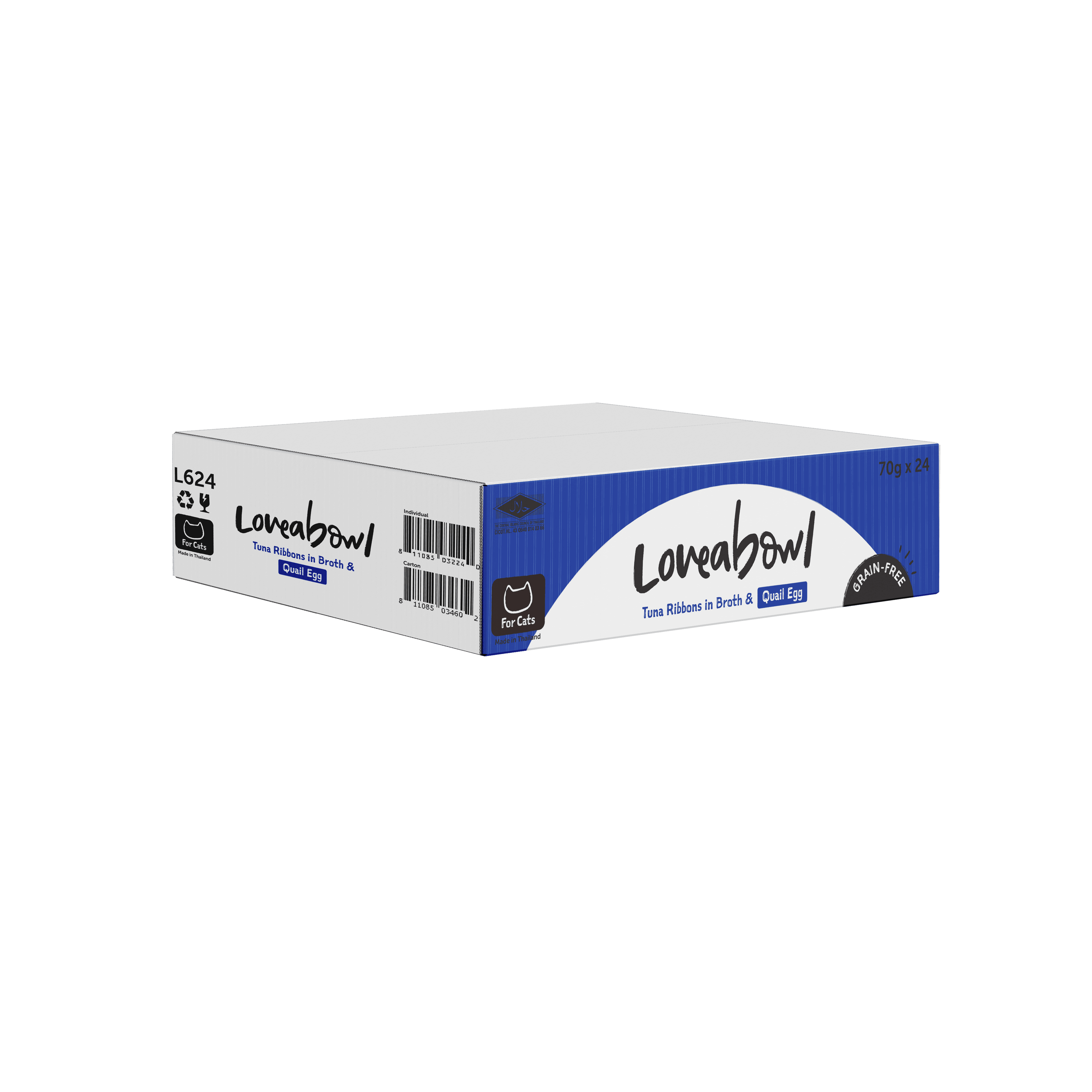 Loveabowl Broth Wet Cat Food (Tuna & Quail Egg), 70g x 24