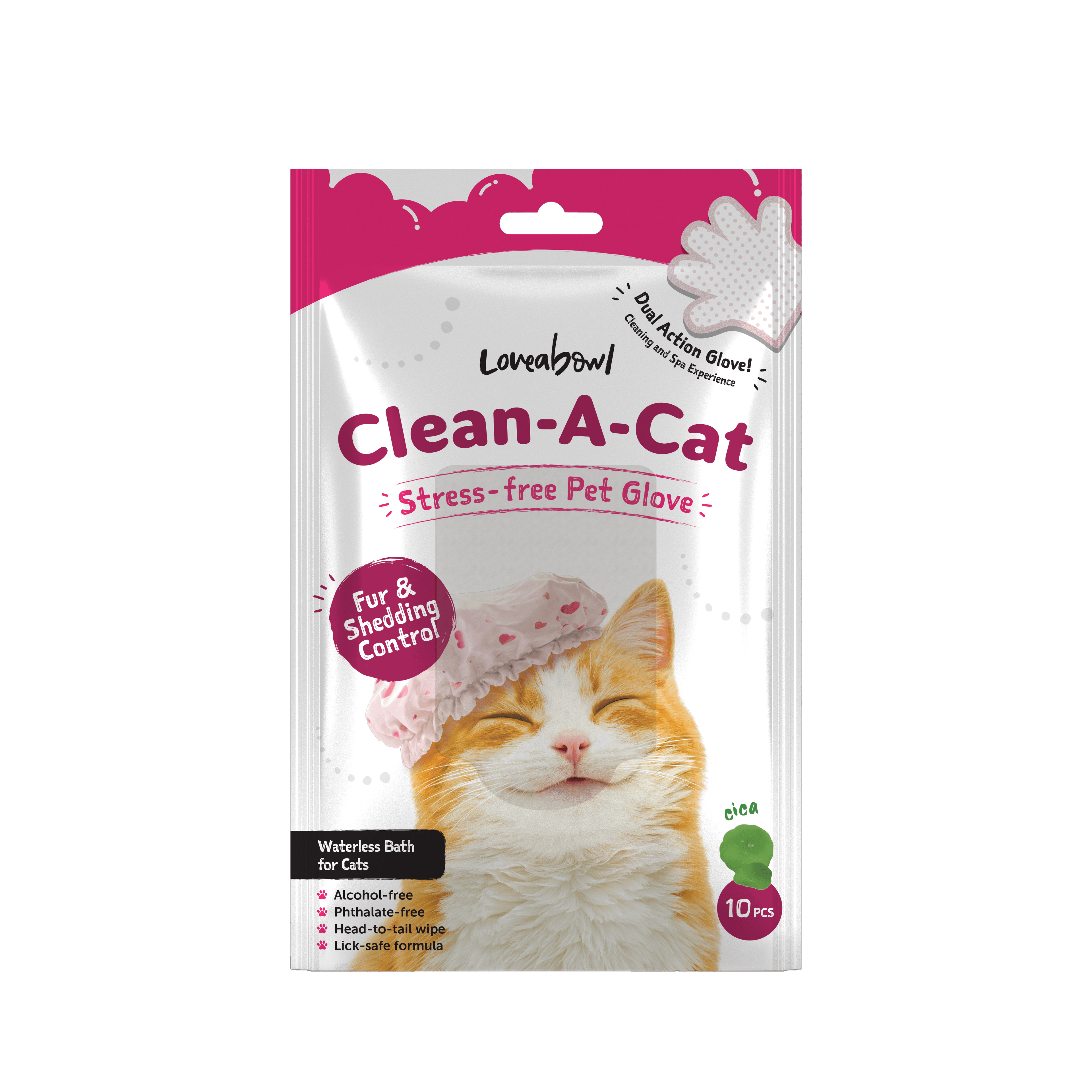 Loveabowl Clean-A-Cat Stress-free Pet Glove (Original (Cica)), 10pcs