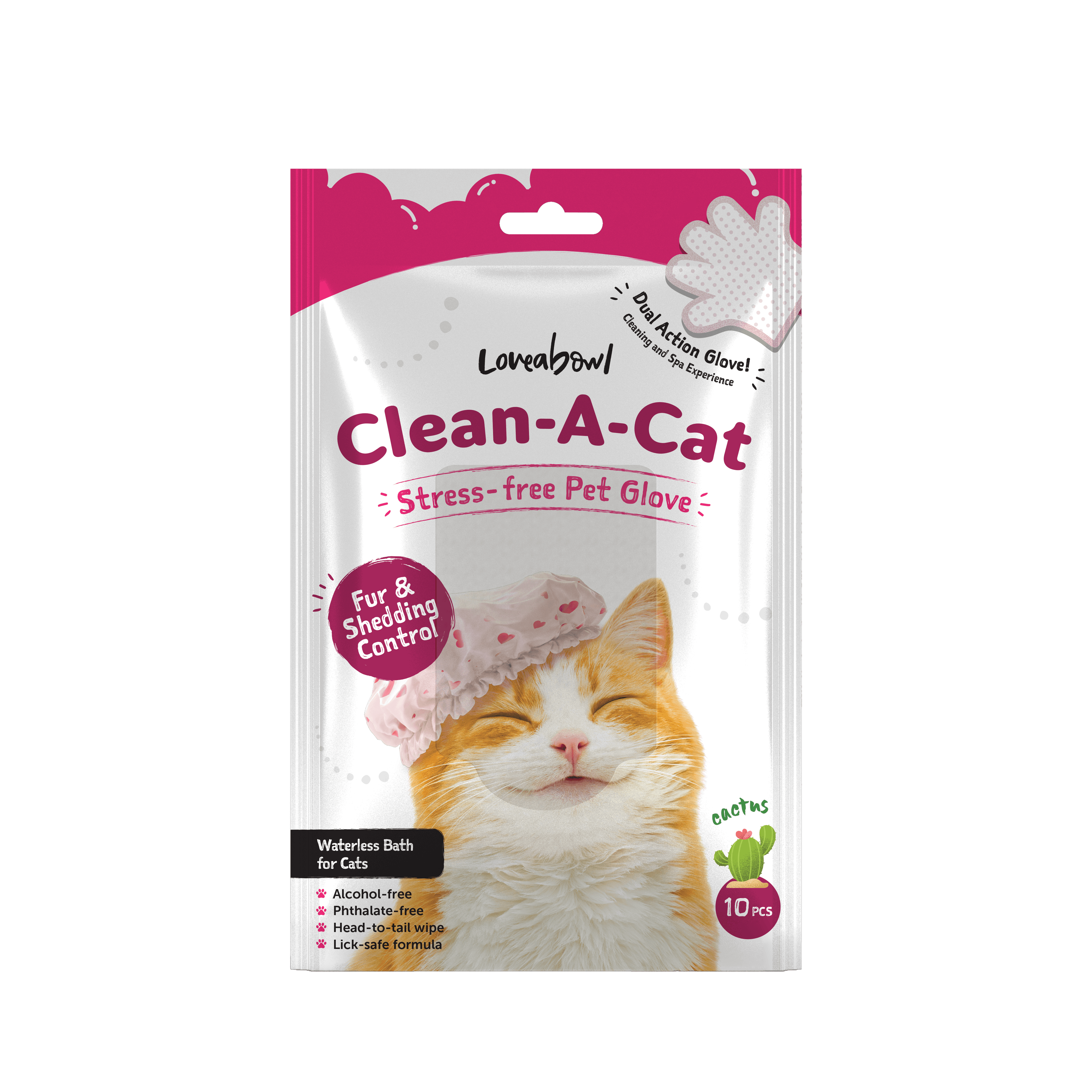 Loveabowl Clean-A-Cat Stress-free Pet Glove (Cactus), 10pcs