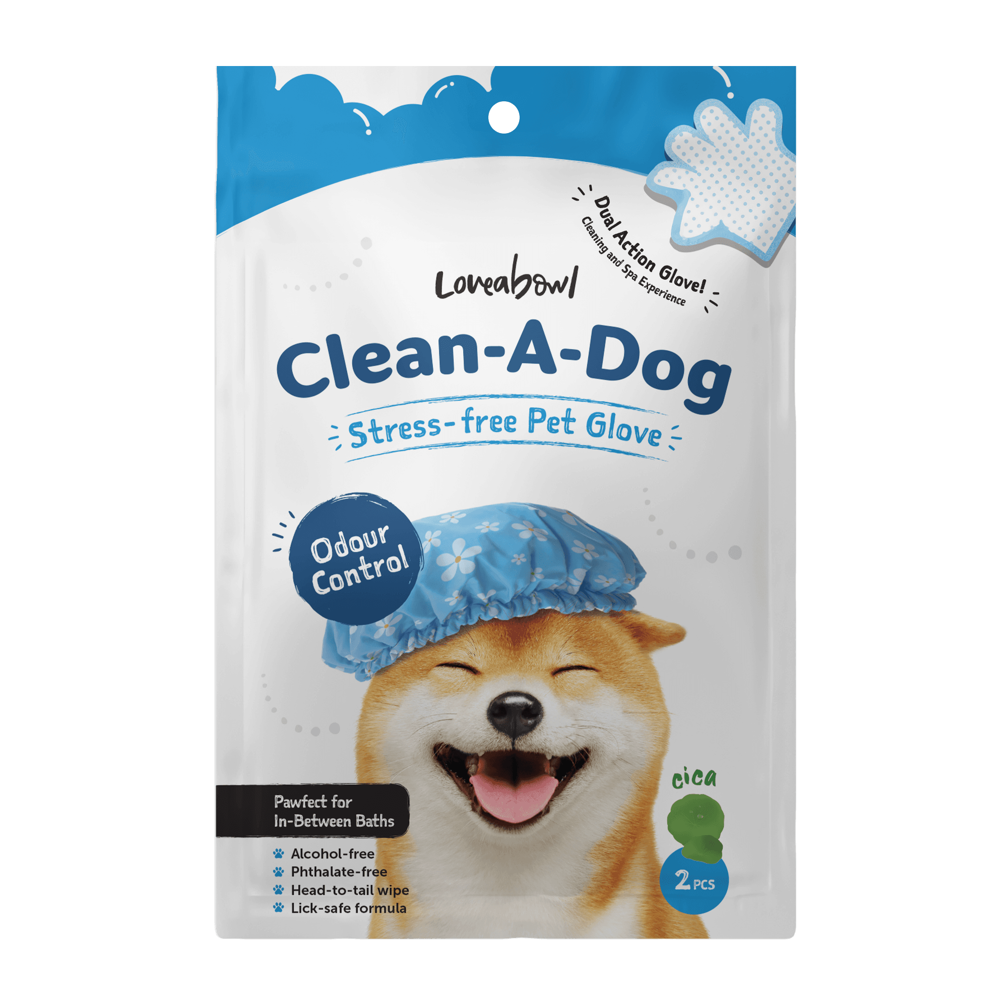 Loveabowl Clean-A-Dog Stress-free Pet Glove (Original (Cica)), 2pcs