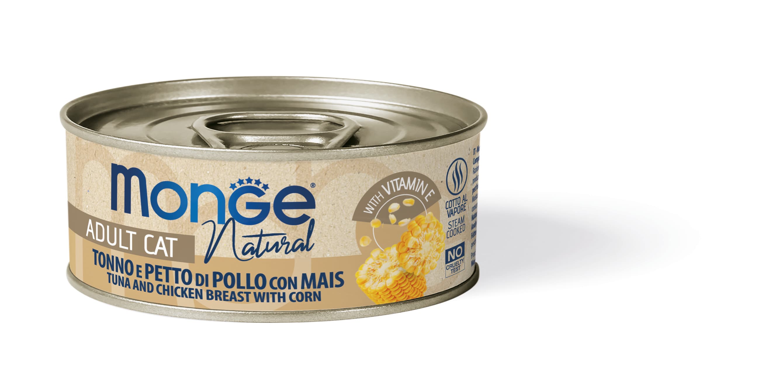 Monge Canned Cat Food - Natural Tuna And Chicken With Corn (80g)