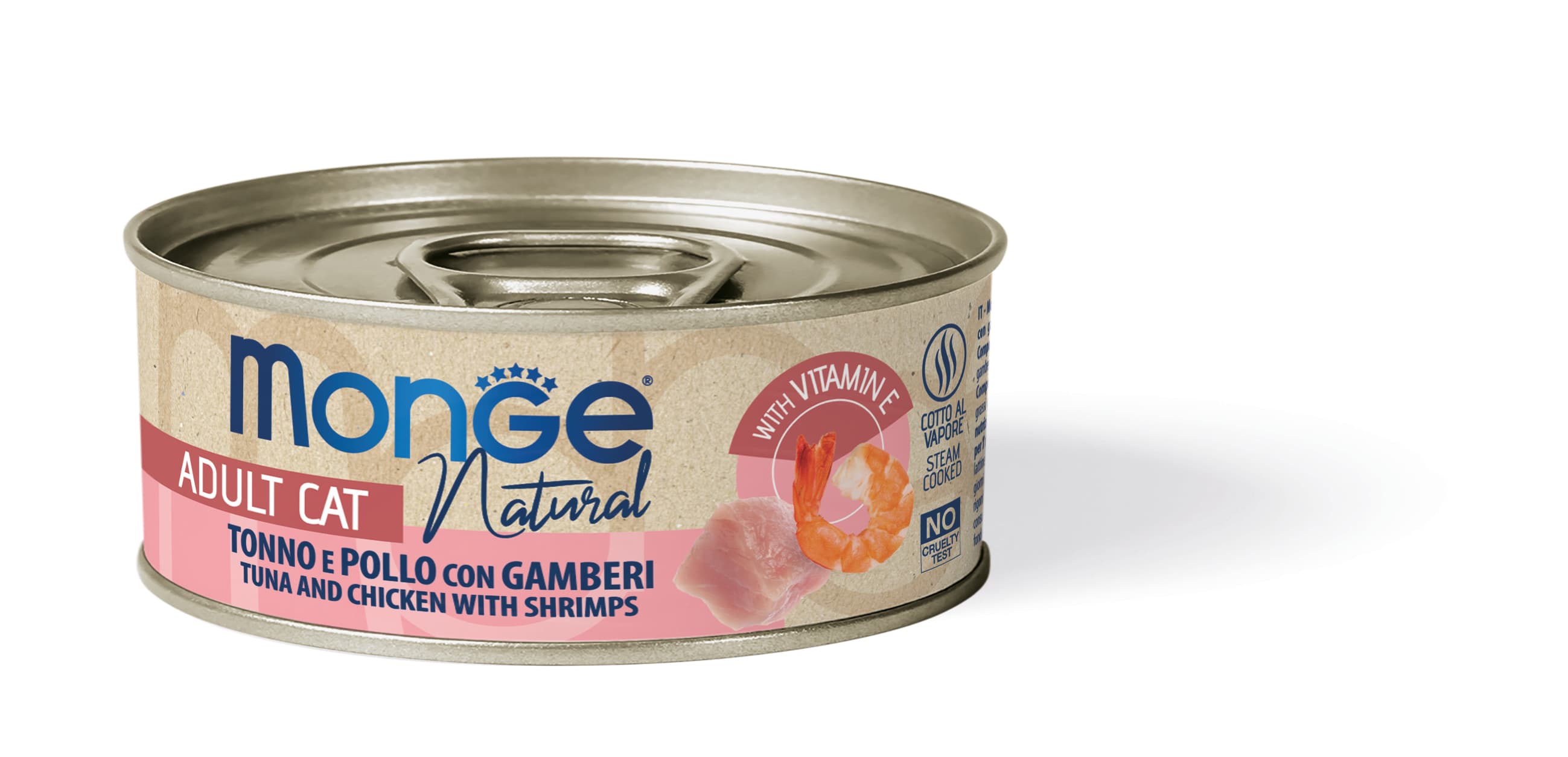 Monge Canned Cat Food - Natural Tuna And Chicken With Shrimps (80g)