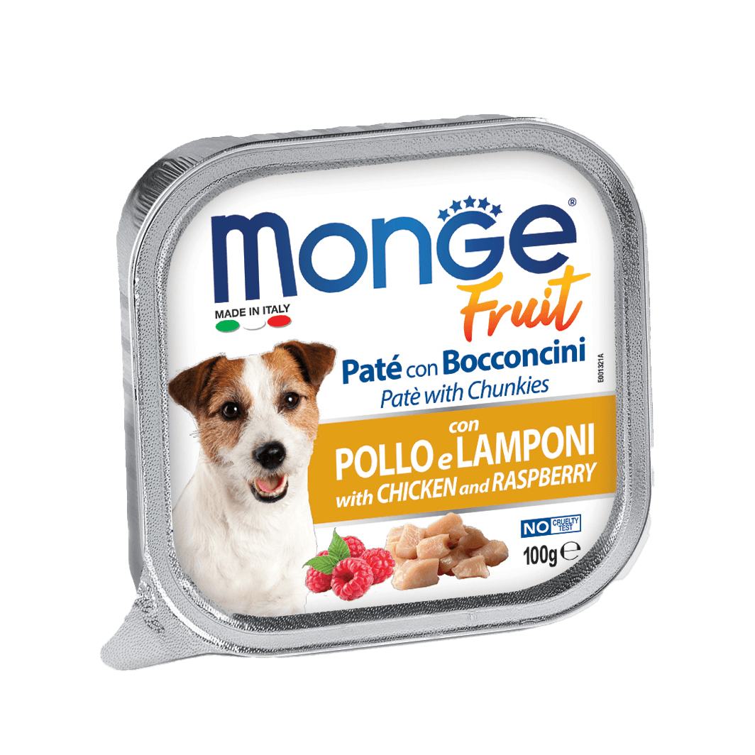 Monge Fruits Pate & Chunkies With Chicken & Raspberry 100g