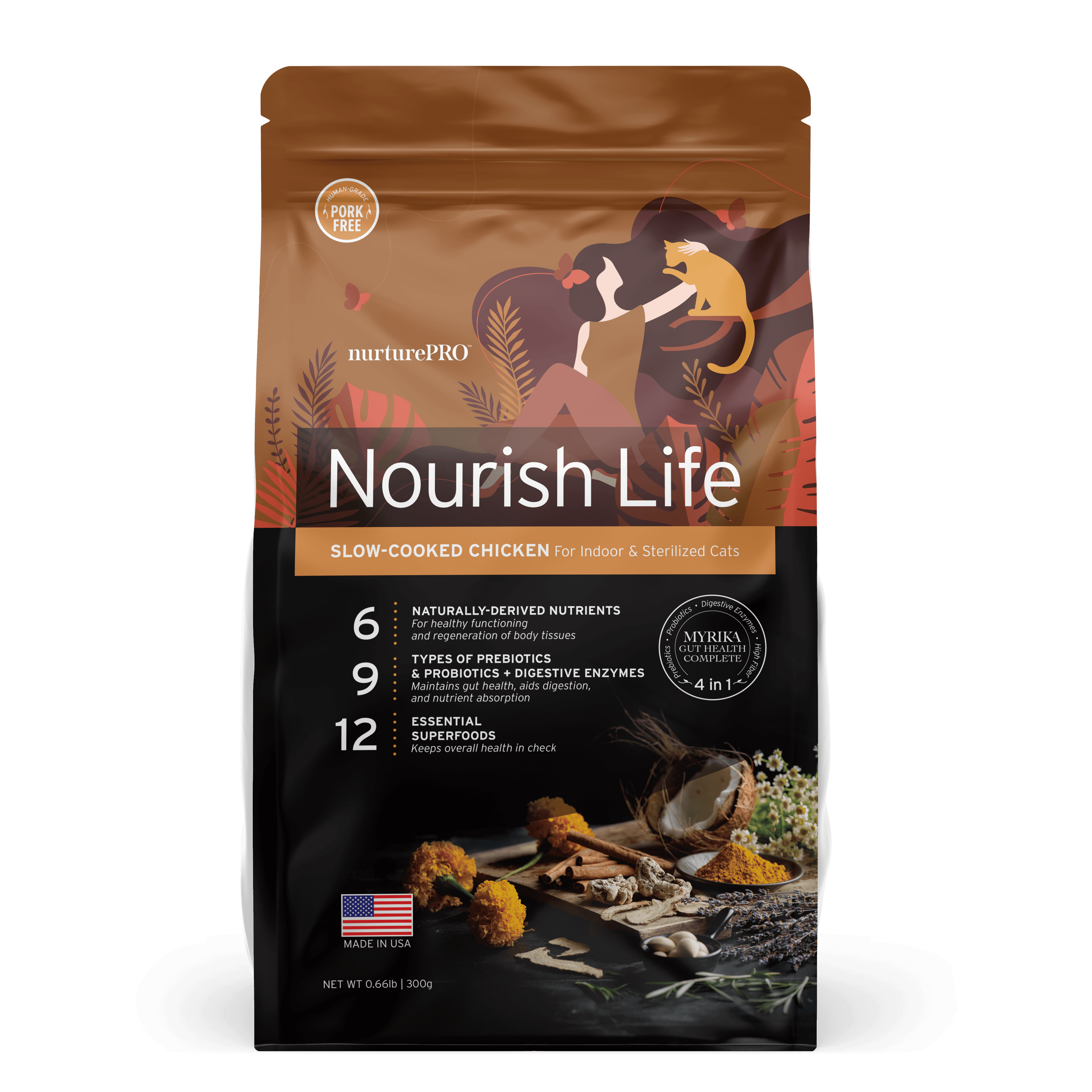 Nurture Pro Nourish Life Slow-cooked Dry Cat Food, Mature 7+ (Chicken), 300g