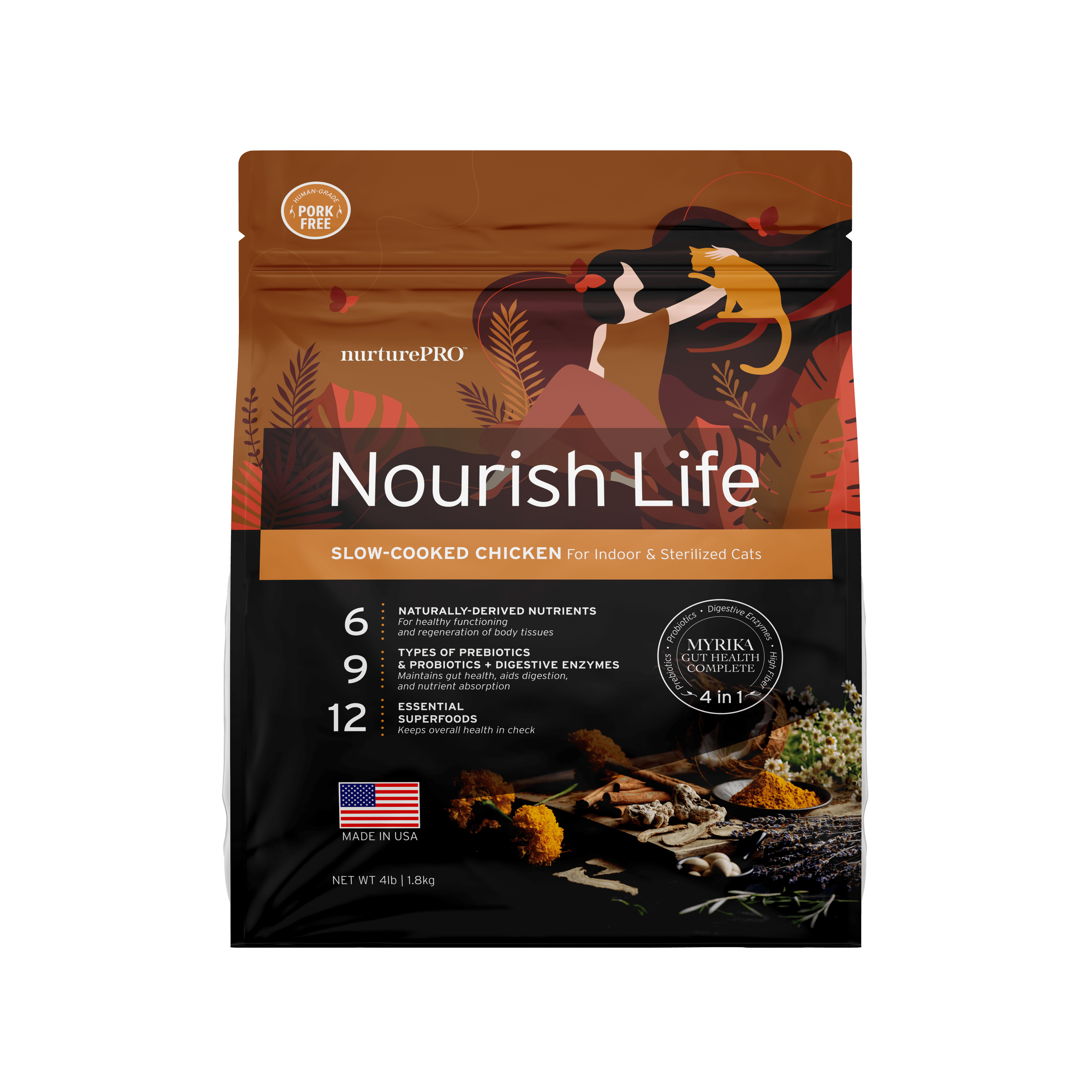 Nurture Pro Nourish Life Slow-cooked Dry Cat Food, Mature 7+ (Chicken), 1.8kg