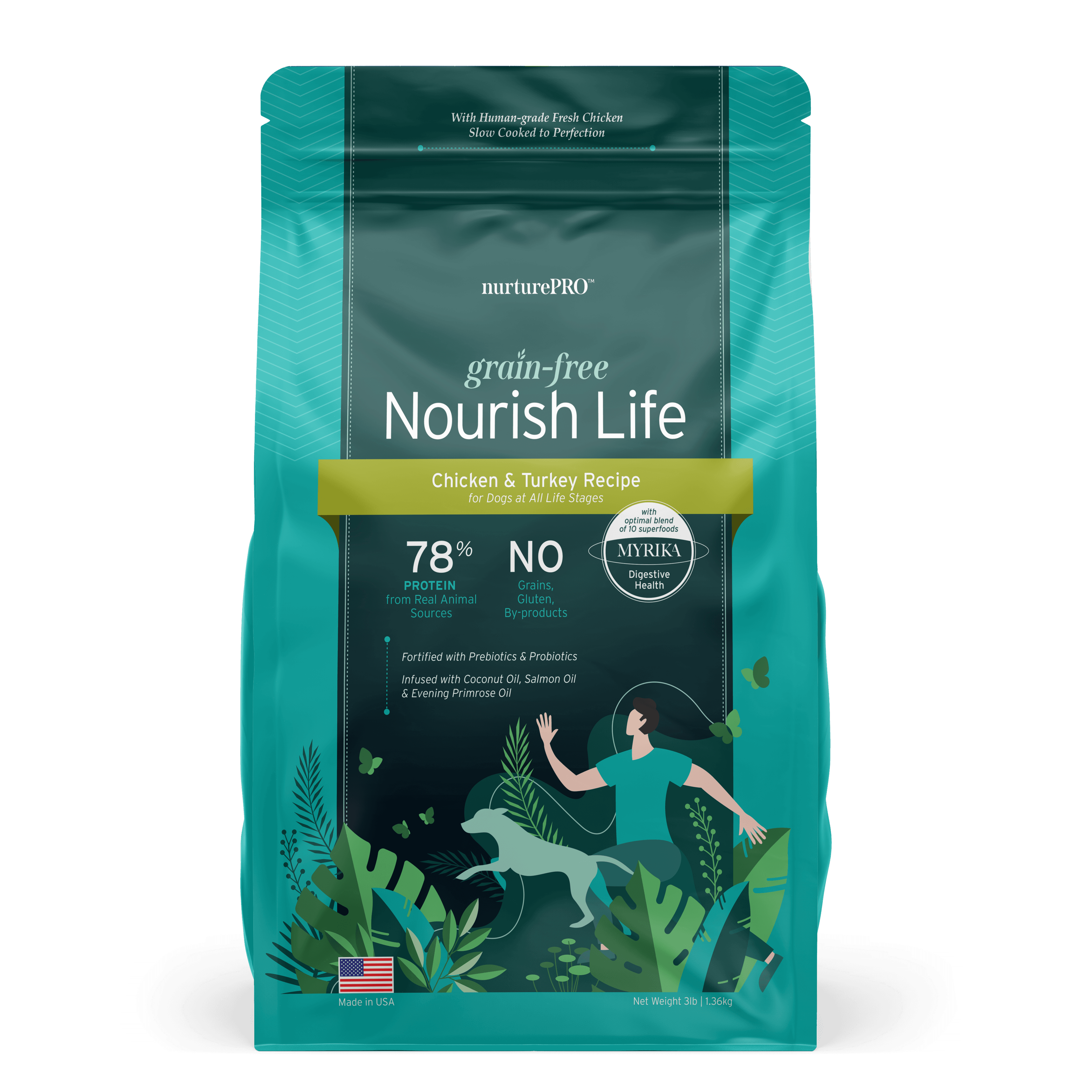 Nurture Pro Nourish Life Slow-cooked Grain-free Dry Dog Food (Chicken &Turkey), 1.36kg