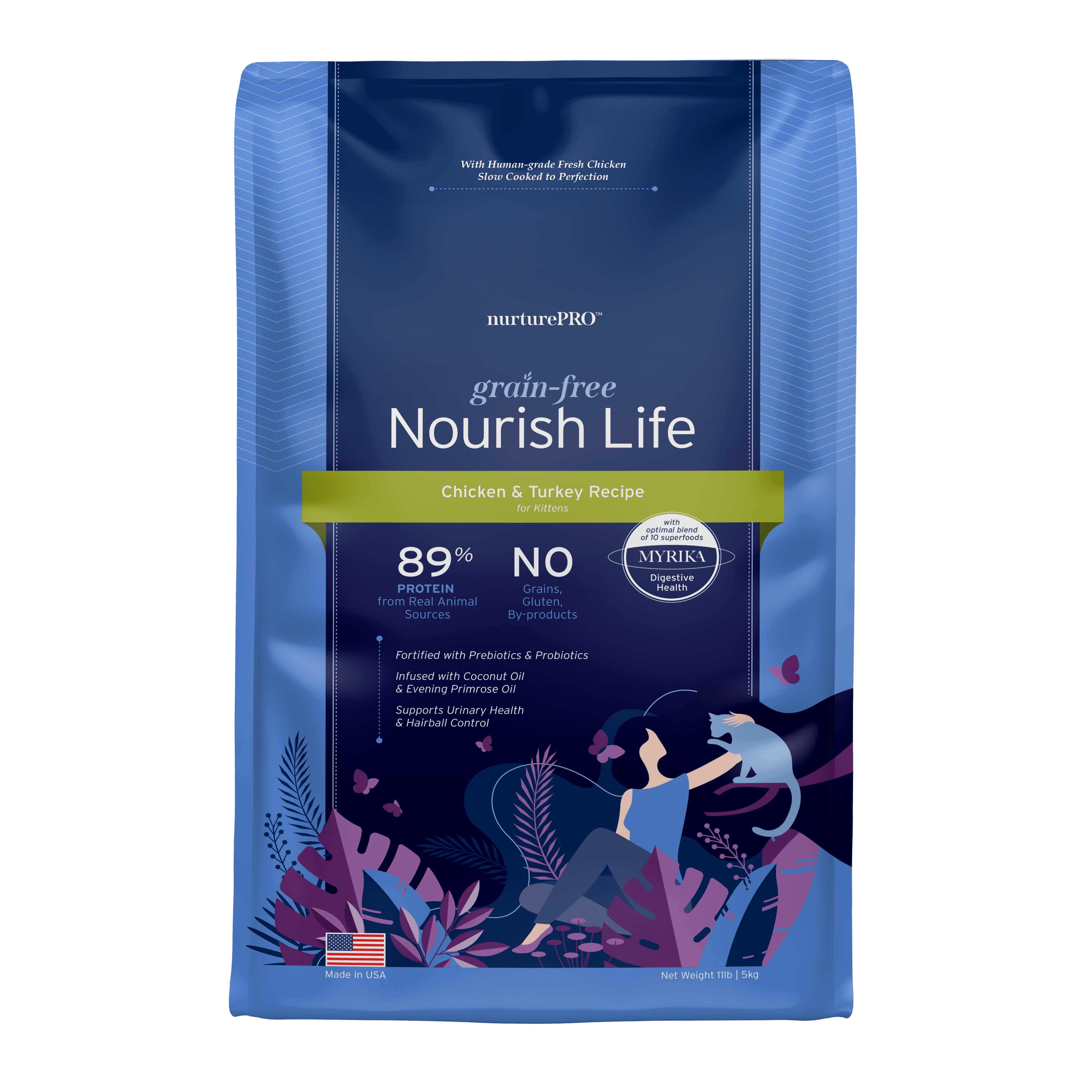 Nurture Pro Nourish Life Slow-cooked Grain-free Dry Cat Food, Kitten (Chicken &Turkey), 4.99kg
