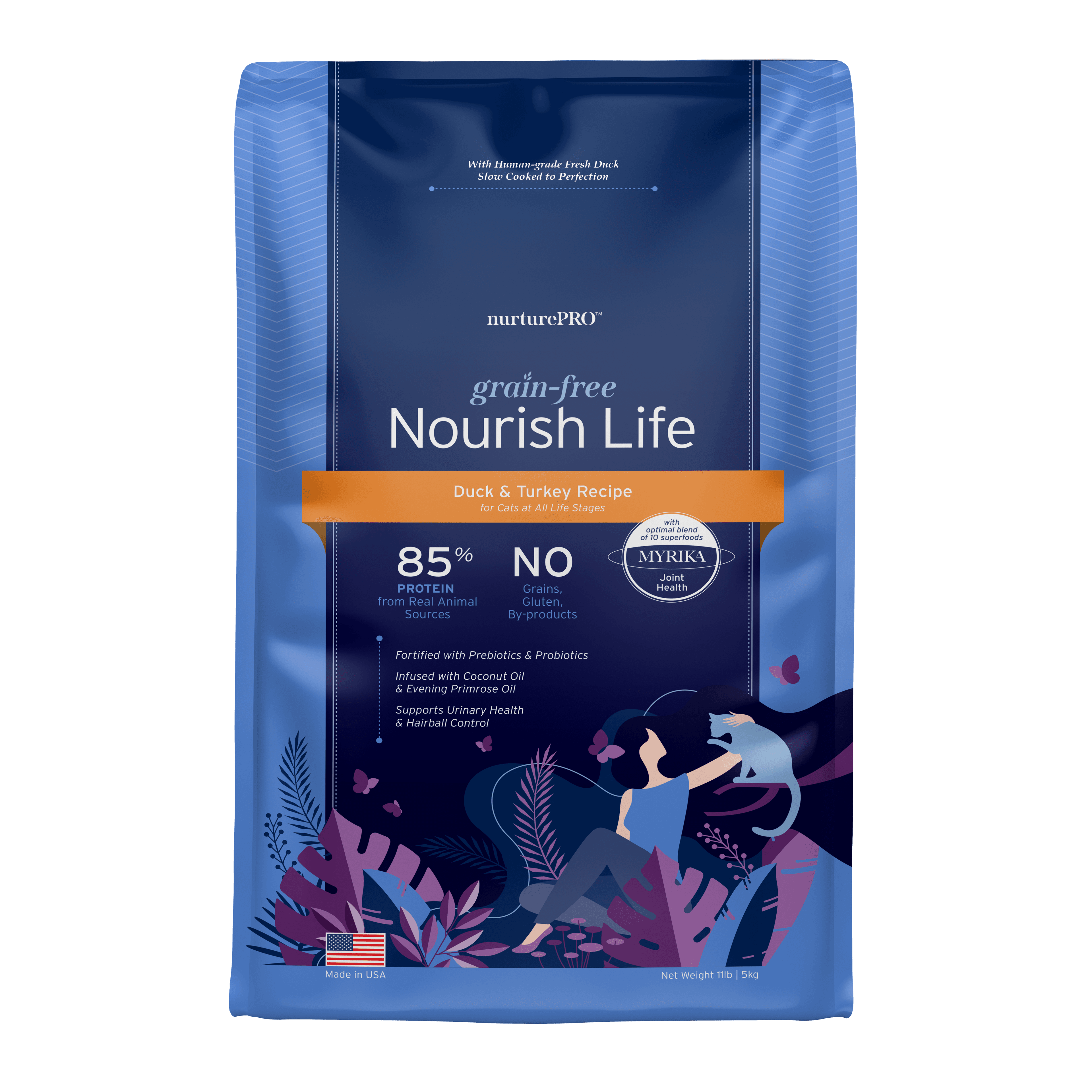 Nurture Pro Nourish Life Slow-cooked Grain-free Dry Cat Food (Duck & Turkey), 4.99kg