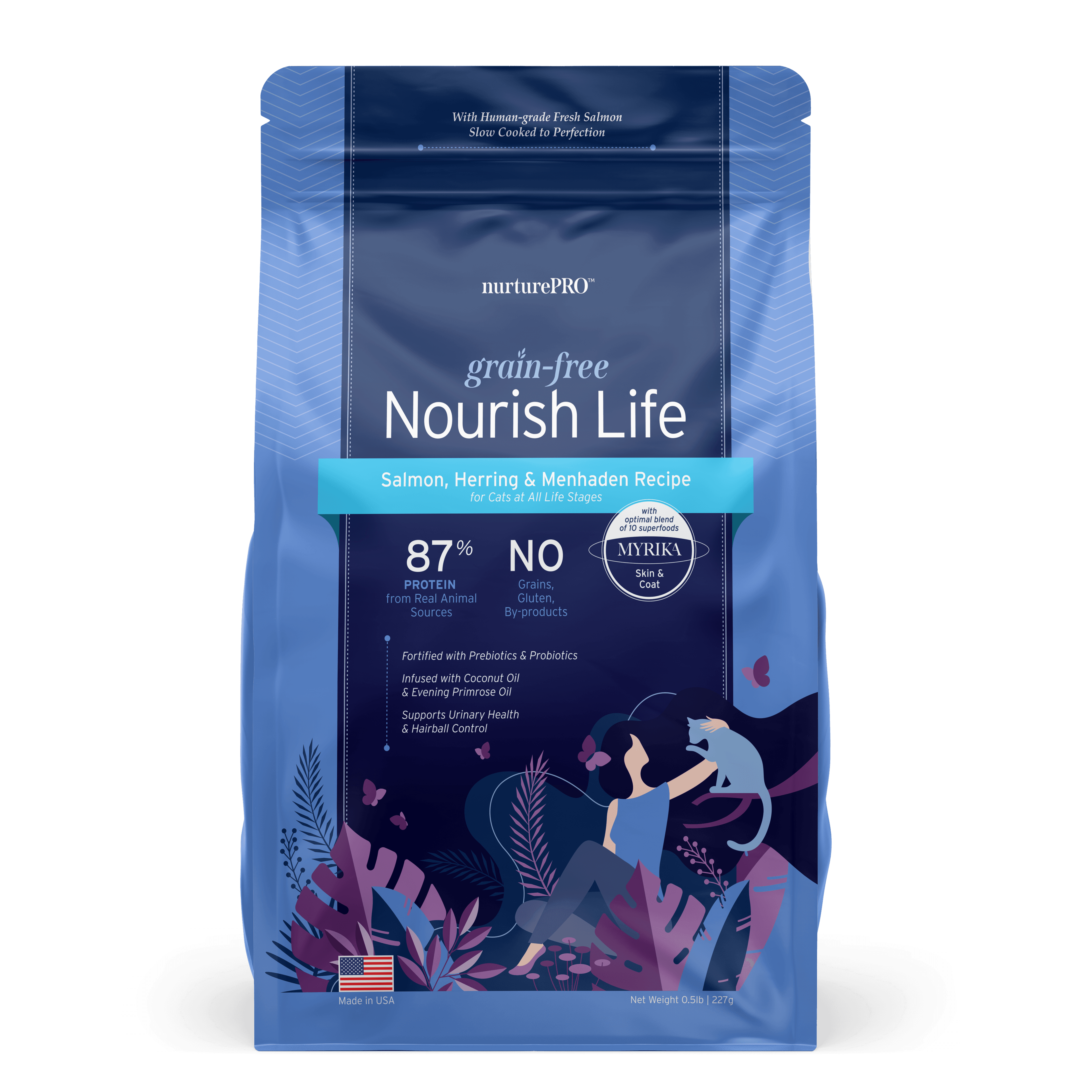 Nurture Pro Nourish Life Slow-cooked Grain-free Dry Cat Food (Salmon,Herring,and Menhaden Recipe), 227g