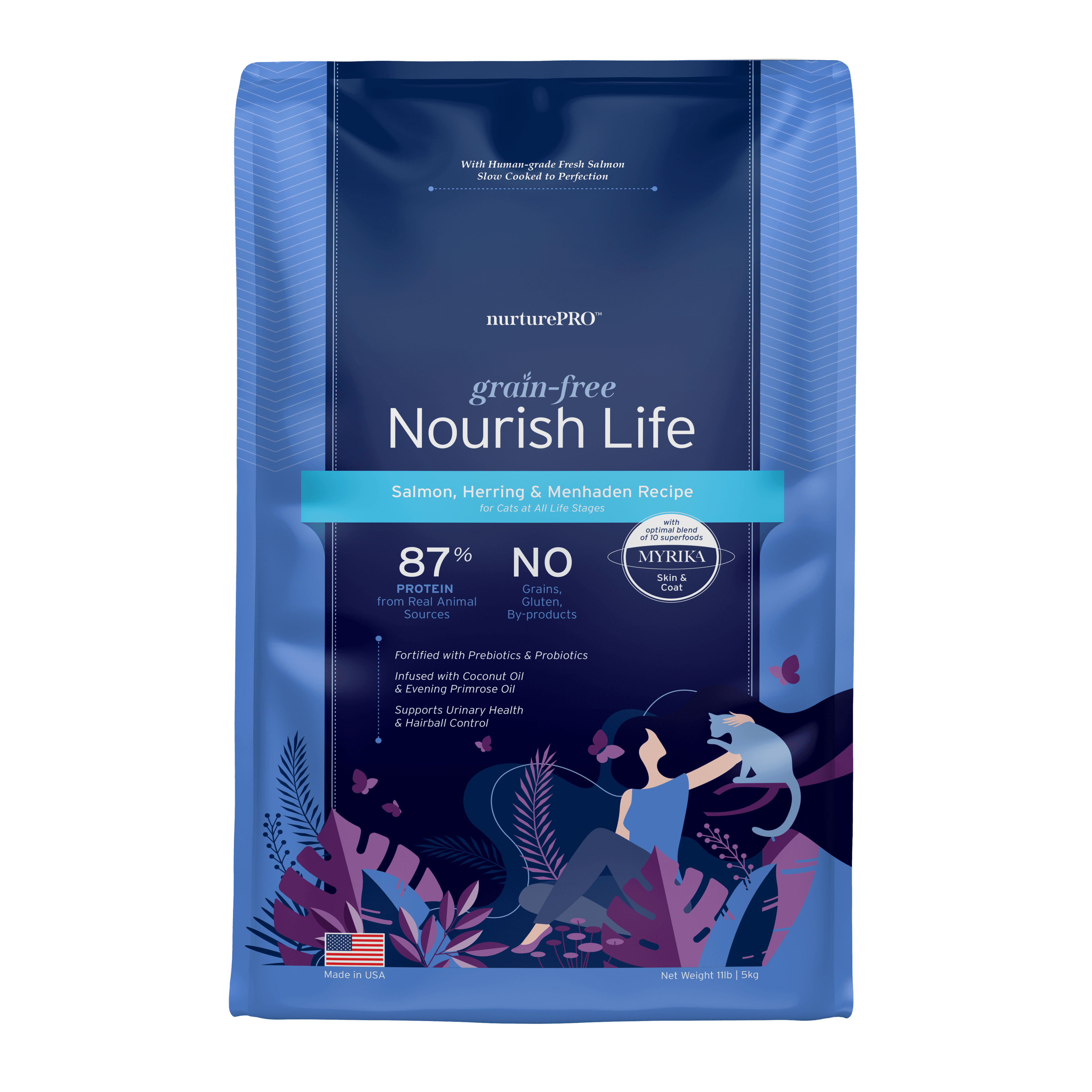 Nurture Pro Nourish Life Slow-cooked Grain-free Dry Cat Food (Salmon,Herring,and Menhaden Recipe), 4.99kg