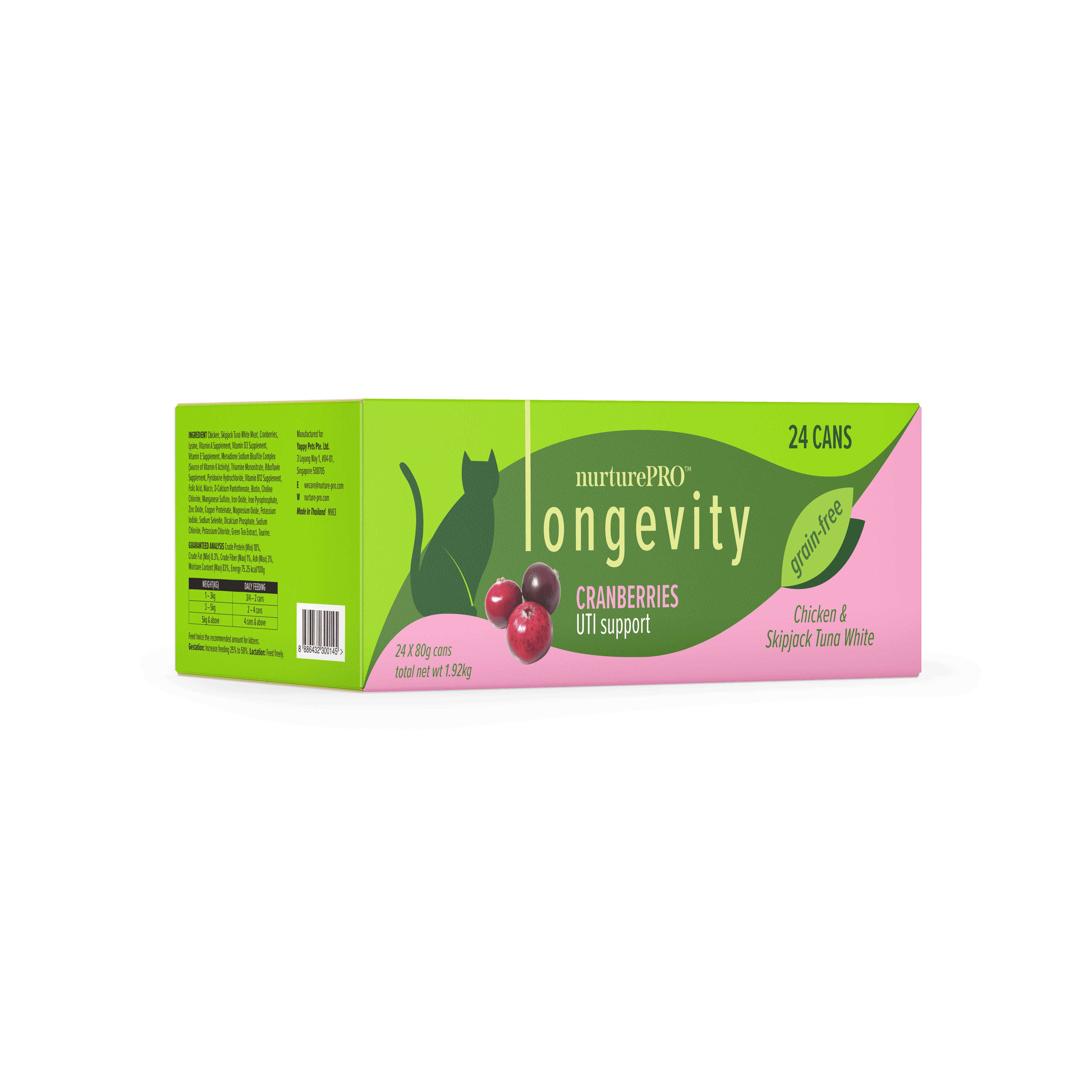 Nurture Pro Longevity Chicken & Skipjack Tuna Cat Wet Food (Cranberries), 80g x 24