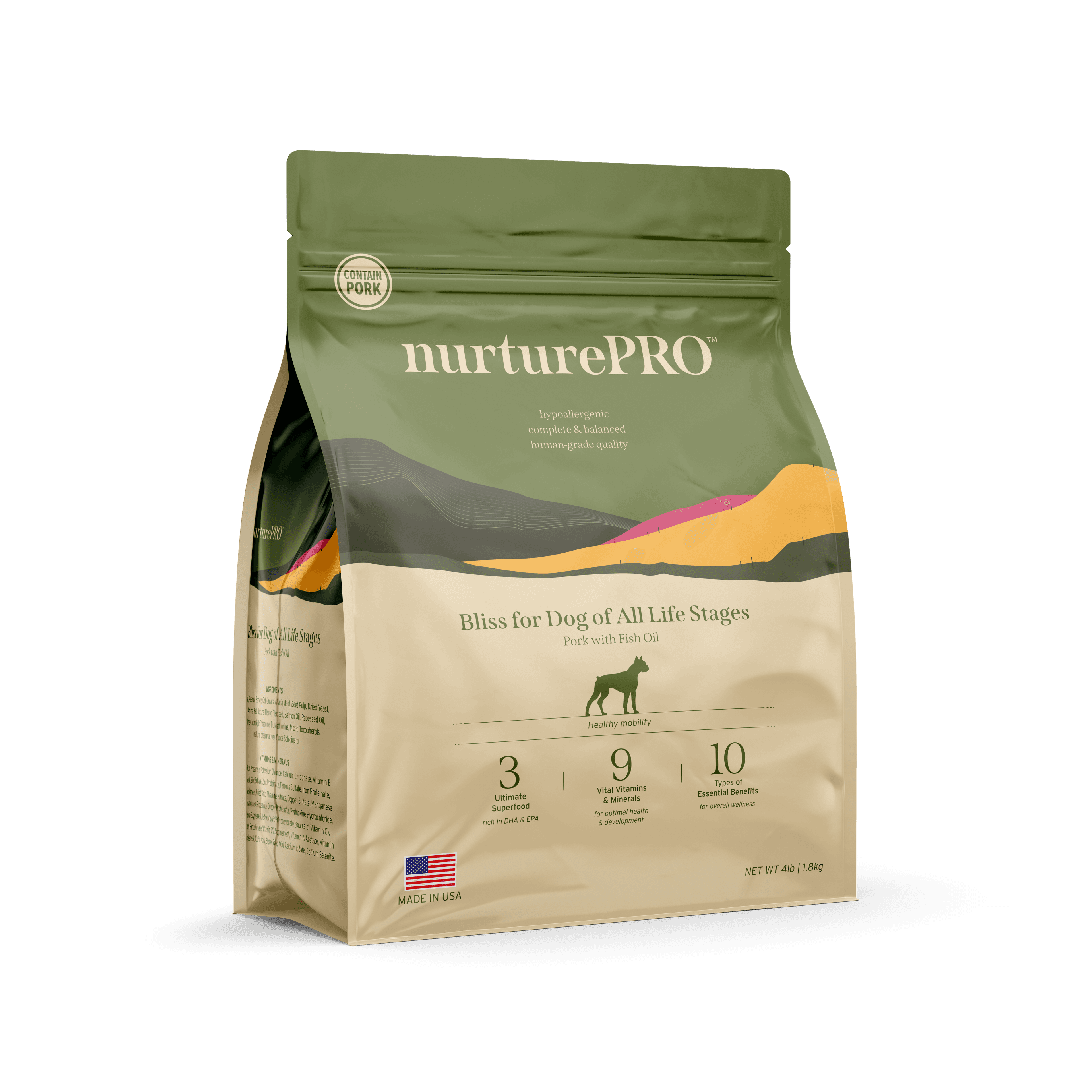 Nurture Pro Bliss All Life Stages Dry Dog Food (Pork with Fish Oil), 1.8kg