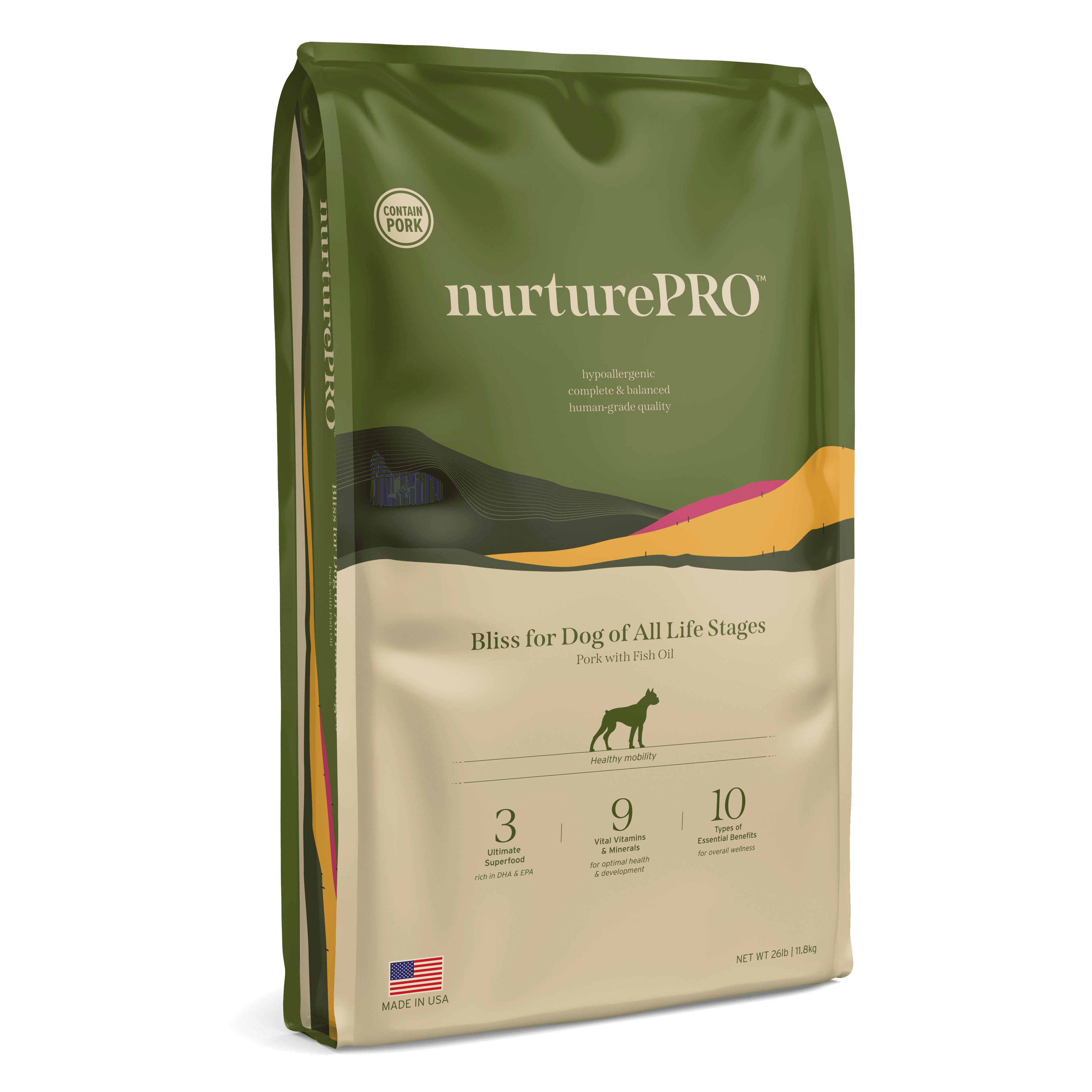 Nurture Pro Bliss All Life Stages Dry Dog Food (Pork with Fish Oil), 11.8kg