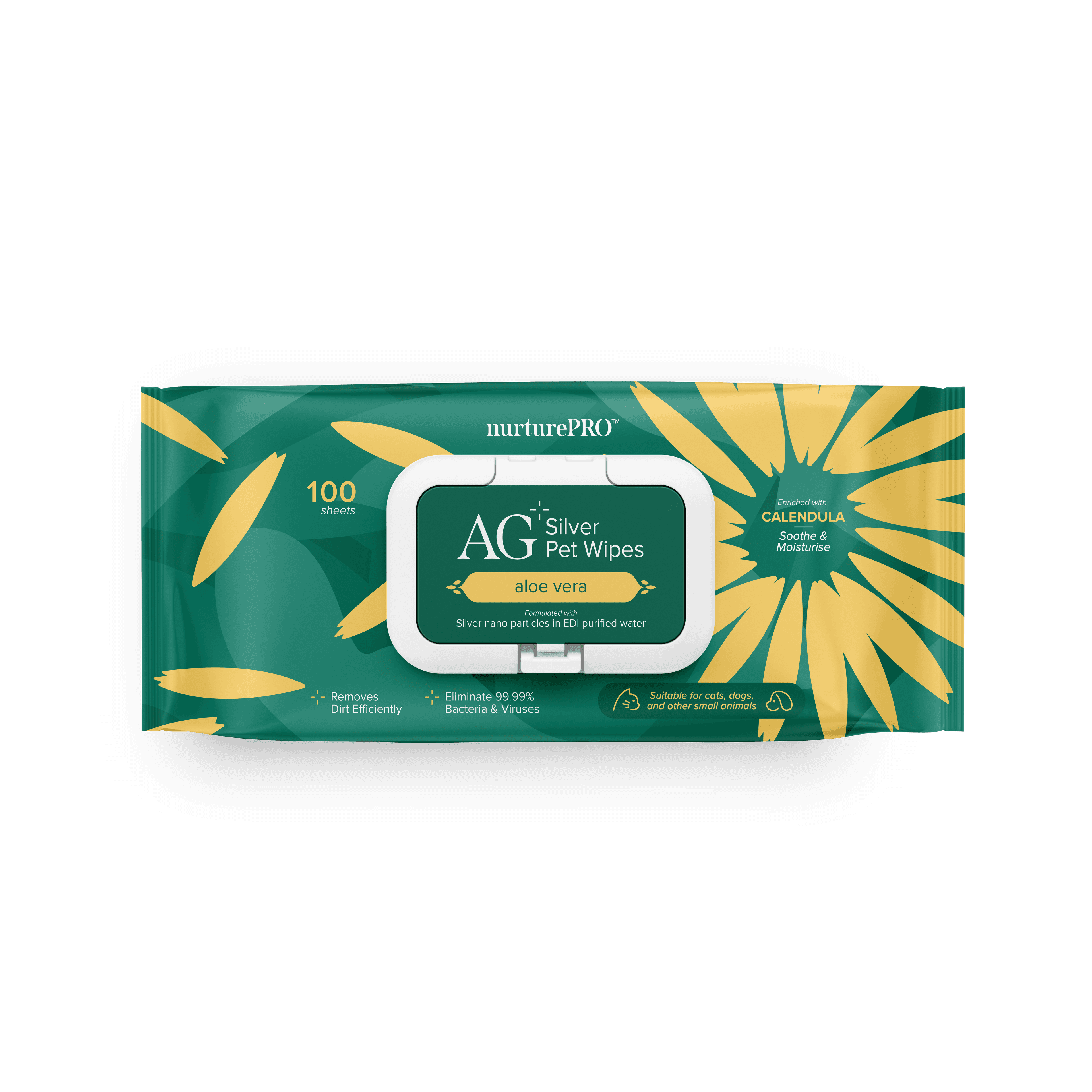 Nurture Pro AG Silver Pet Wipes (Aloe Vera), 100sheets
