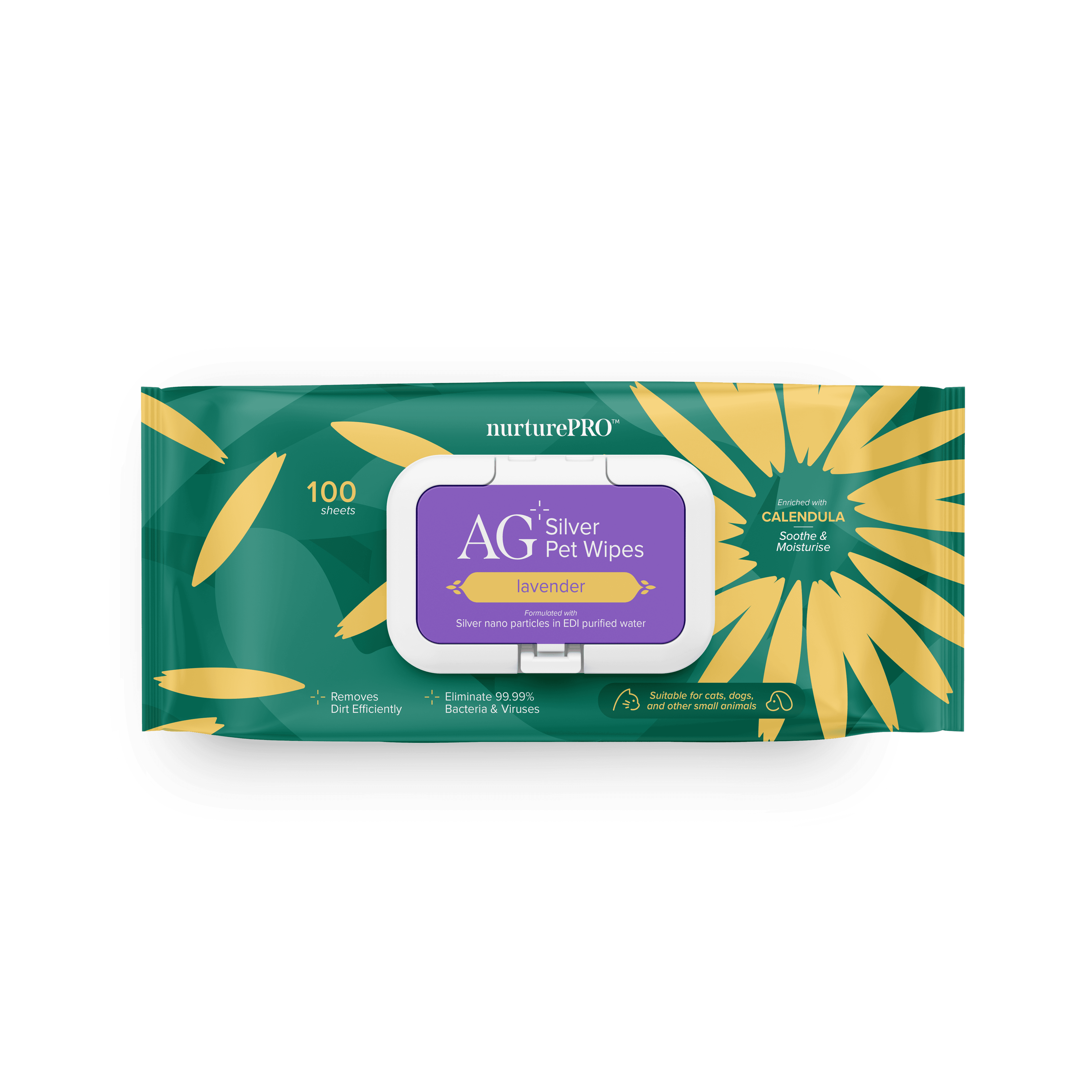 Nurture Pro AG Silver Pet Wipes (Lavender), 100sheets x 24
