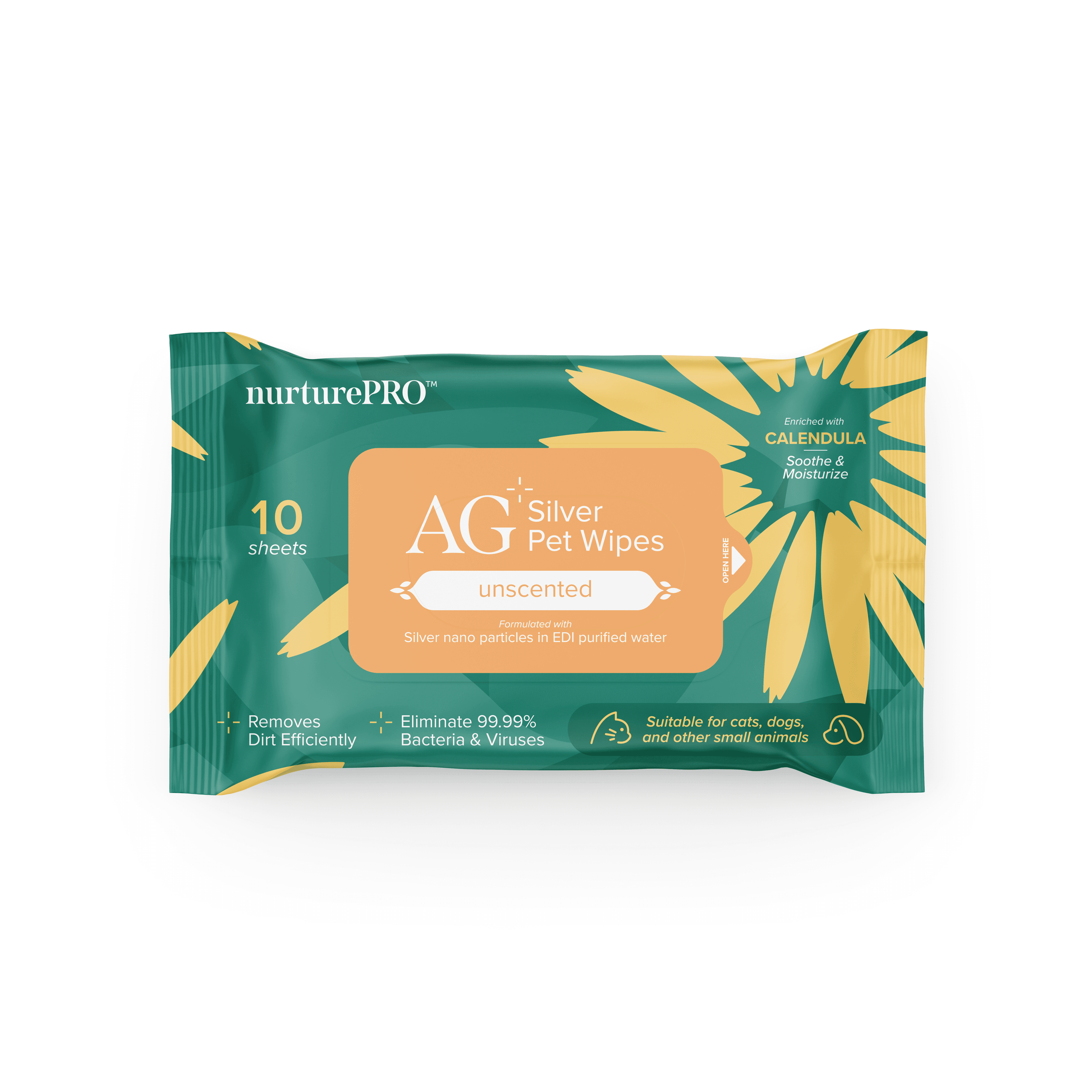 Nurture Pro AG Silver Pet Wipes (Unscented), 10sheets
