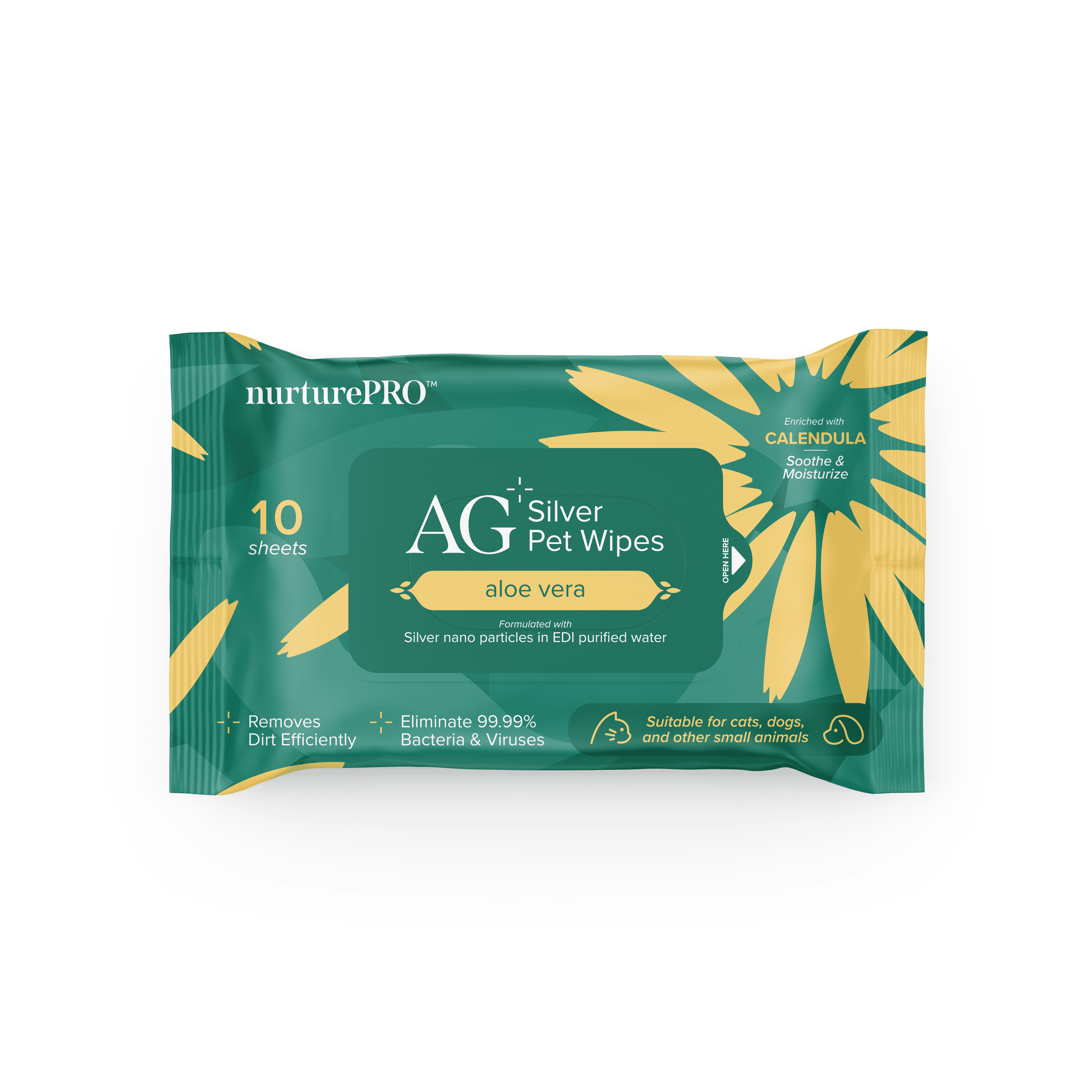Nurture Pro AG Silver Pet Wipes (Aloe Vera), 10sheets