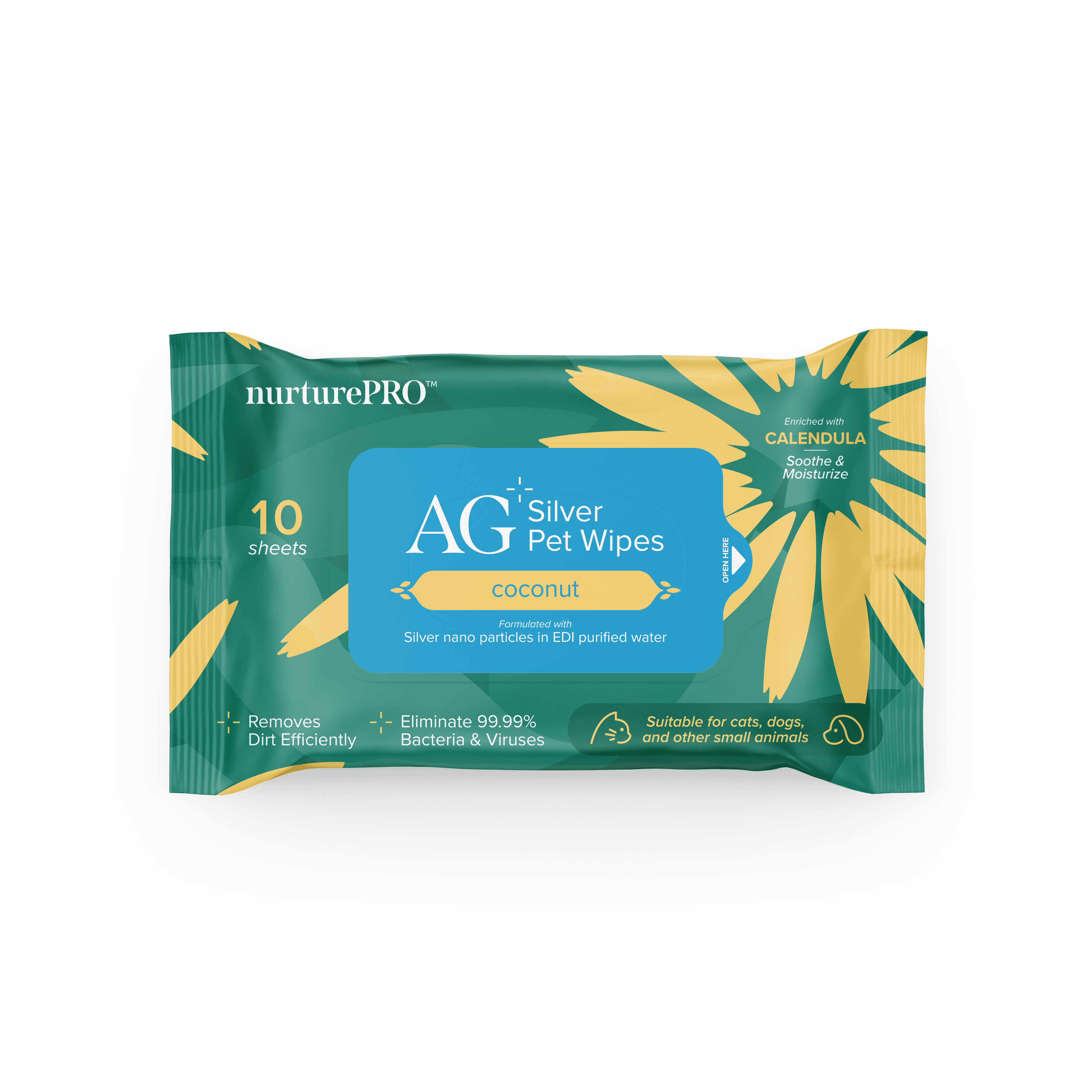Nurture Pro AG Silver Pet Wipes (Coconut), 10sheets
