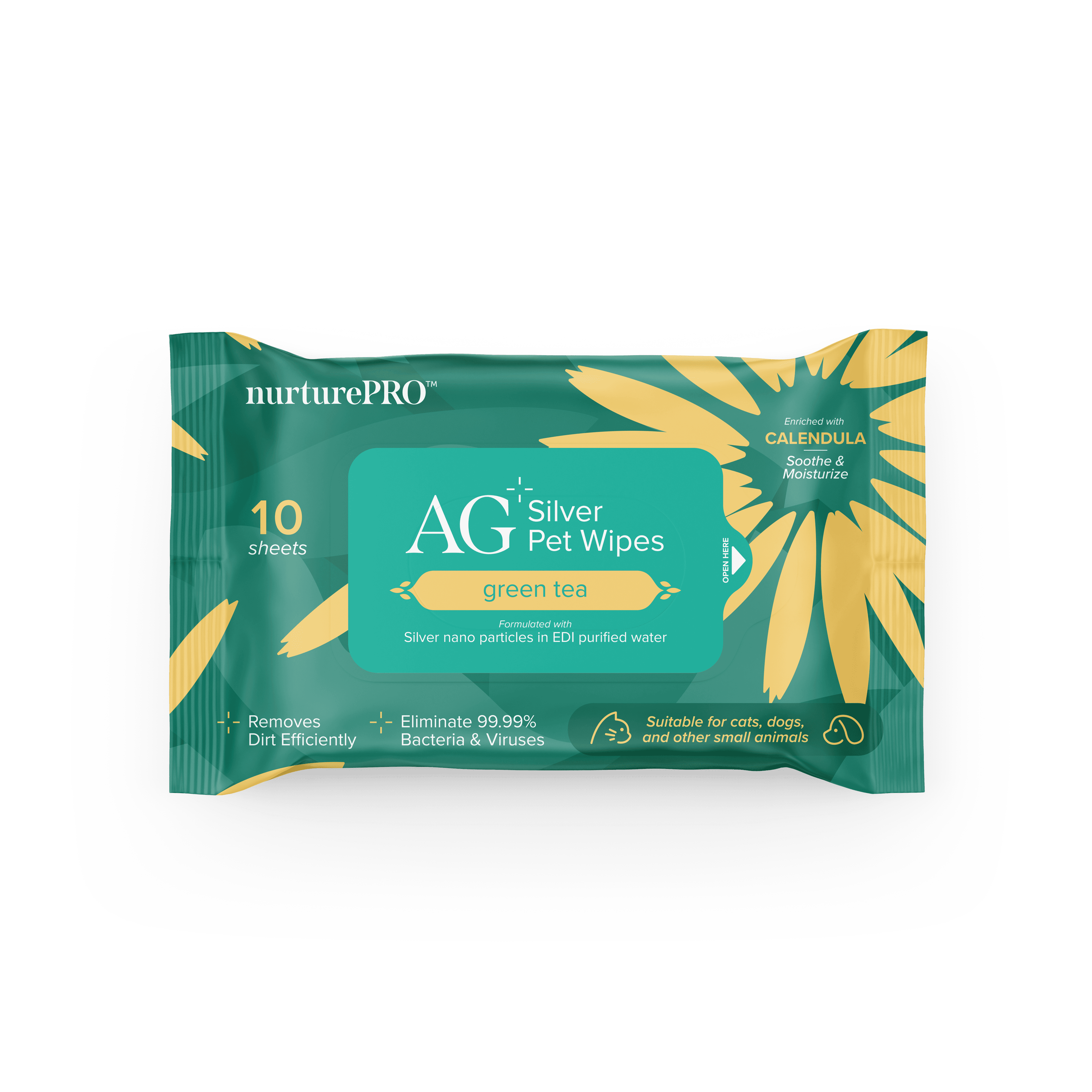 Nurture Pro AG Silver Pet Wipes (Green Tea), 10sheets