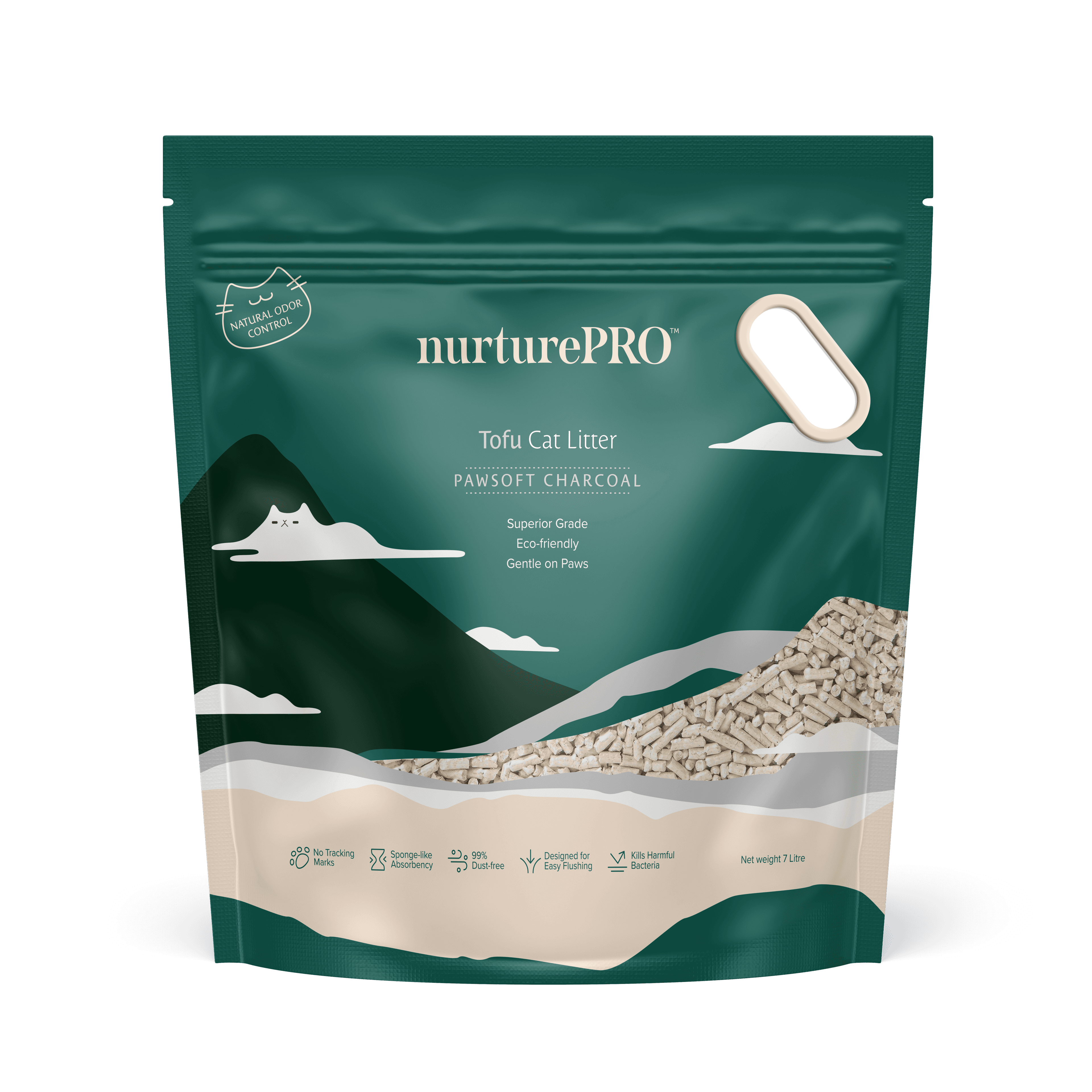 Nurture Pro Pawsoft Tofu Cat Litter (Charcoal), 7L