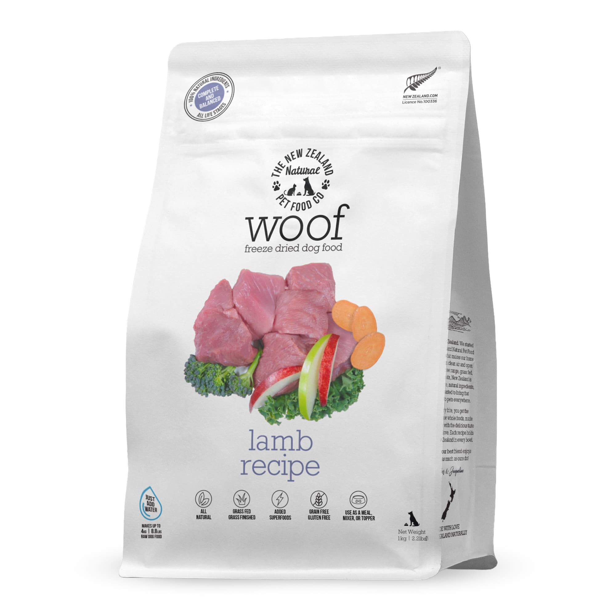 WOOF Freeze Dried Raw Lamb Dog Food 1kg