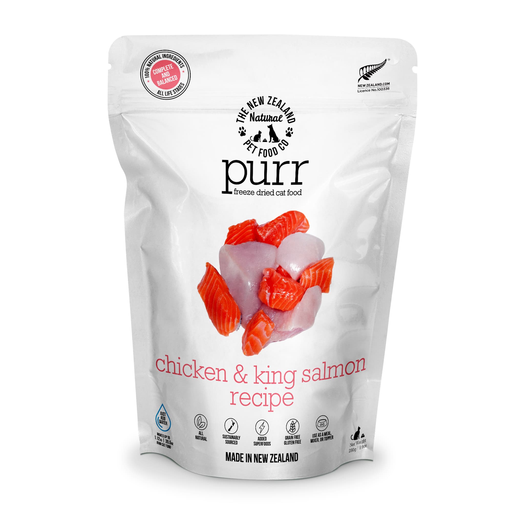 MEOW Freeze Dried Raw Chicken & King Salmon Cat Food 280g