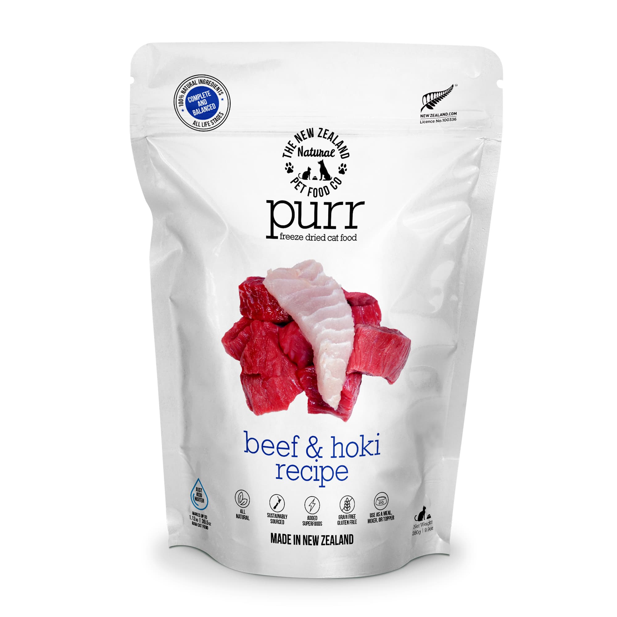 MEOW Freeze Dried Raw Beef & Hoki Cat Food 280g
