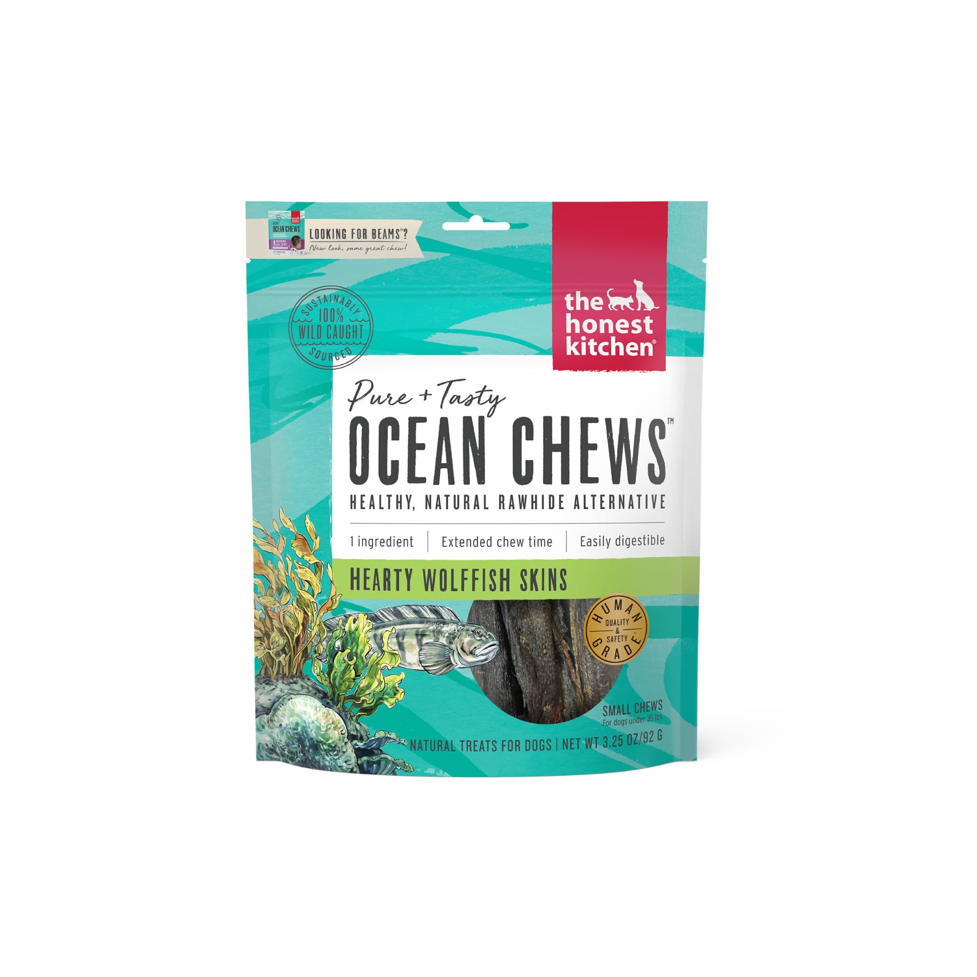 The Honest Kitchen Ocean Chews Beams Dog Treat (Wolffish Skins), 3.25oz