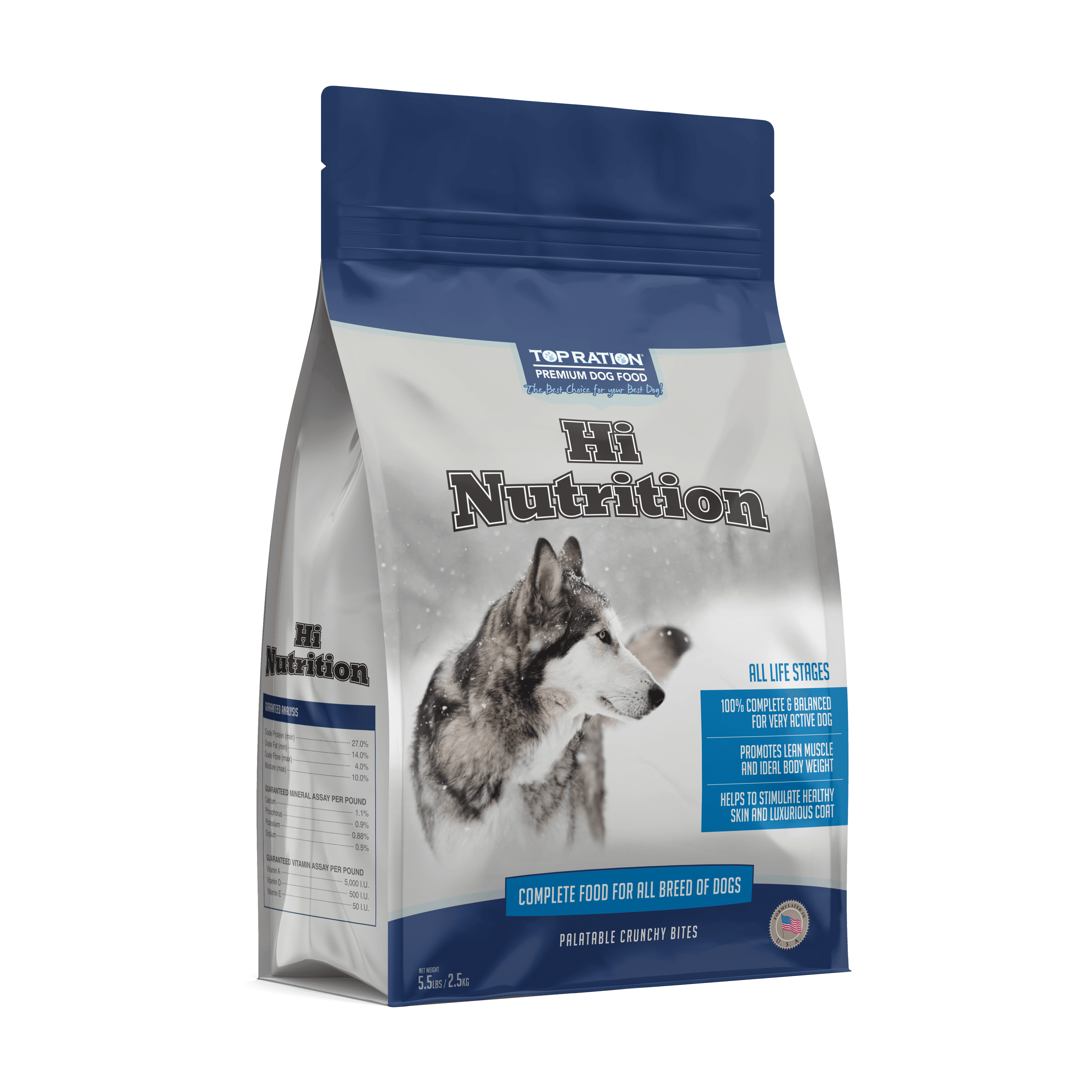 Top Ration Premium Dry Dog Food (Hi Nutrition), 2.5kg
