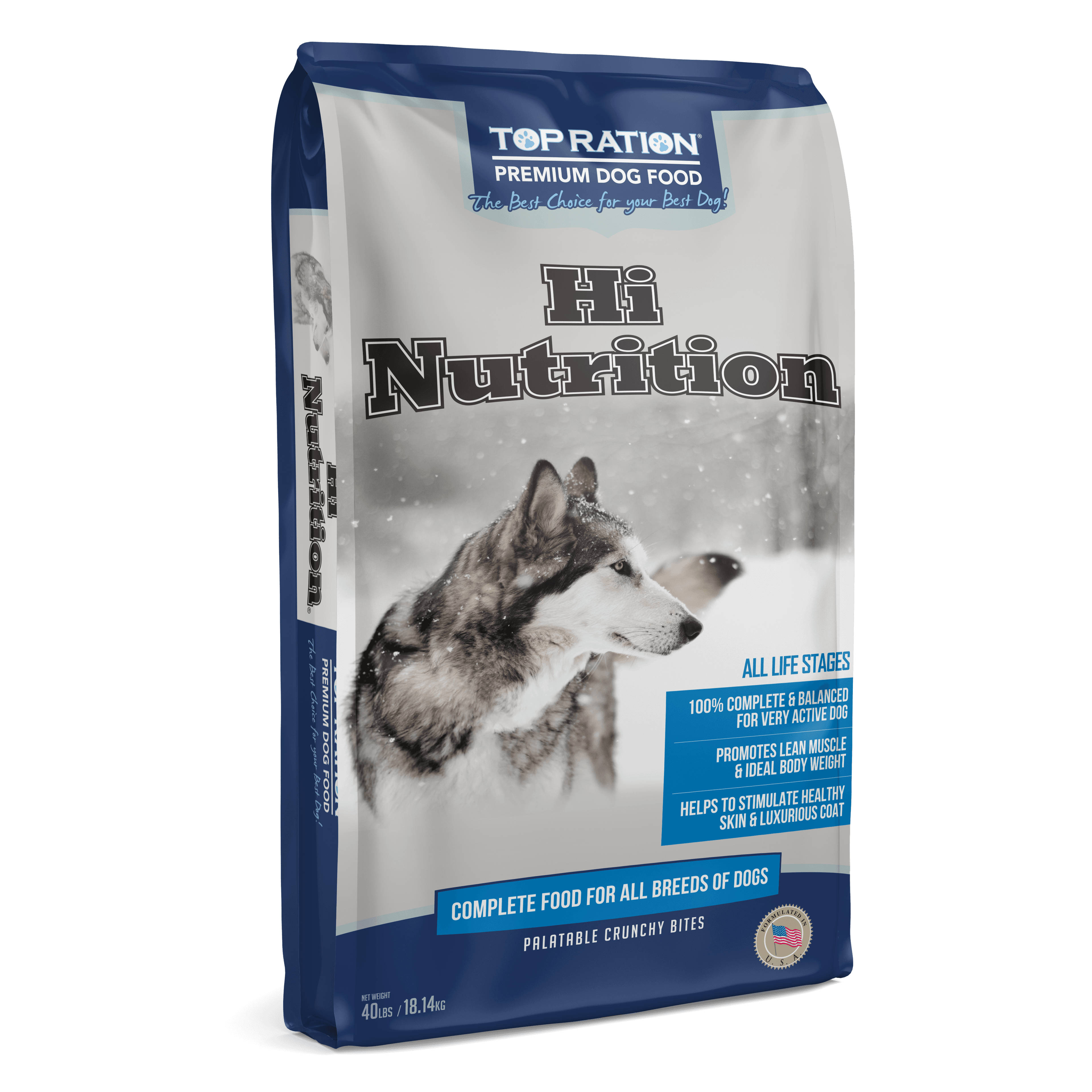 Top Ration Premium Dry Dog Food (Hi Nutrition), 18.14kg