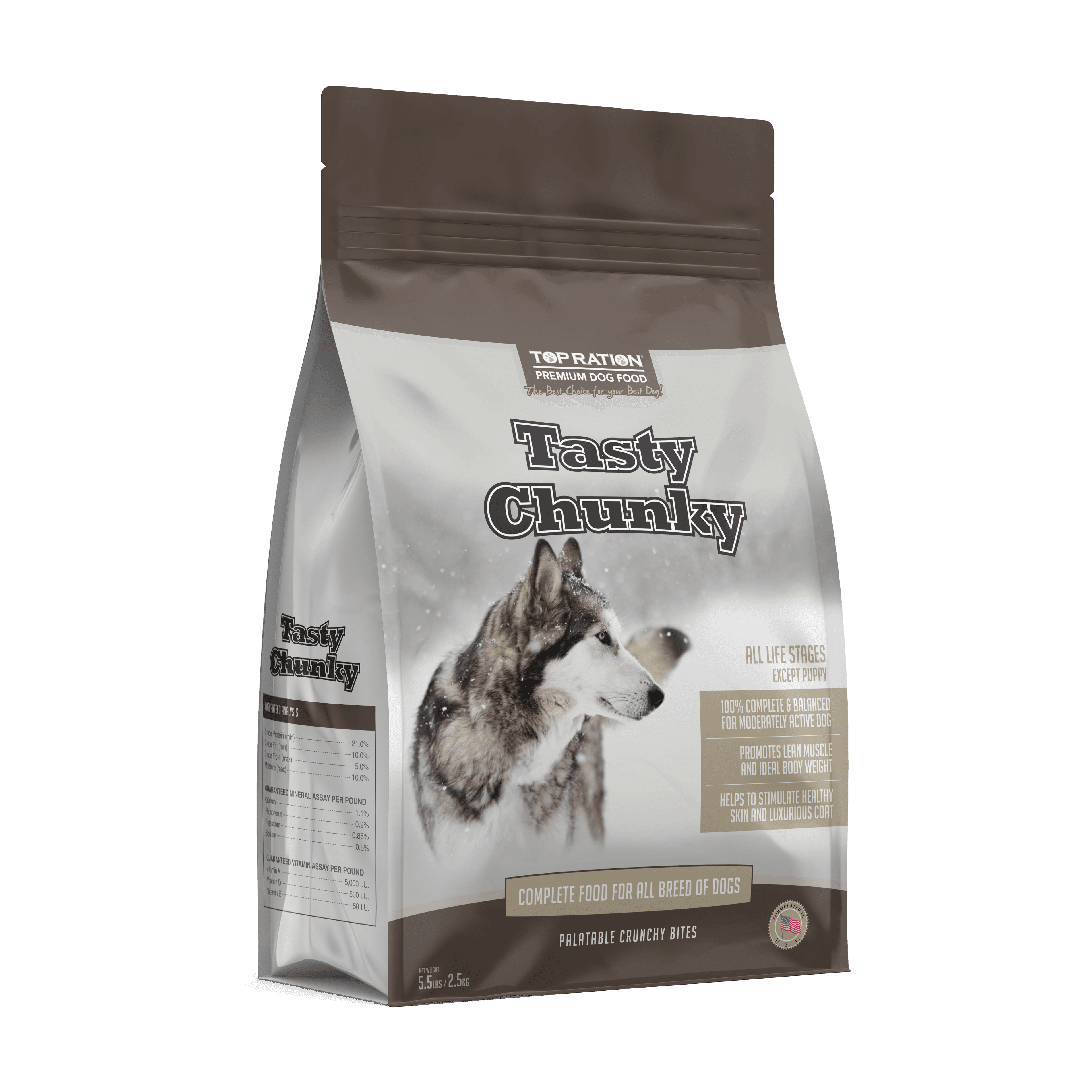 Top Ration Premium Dry Dog Food (Tasty Chunky), 2.5kg